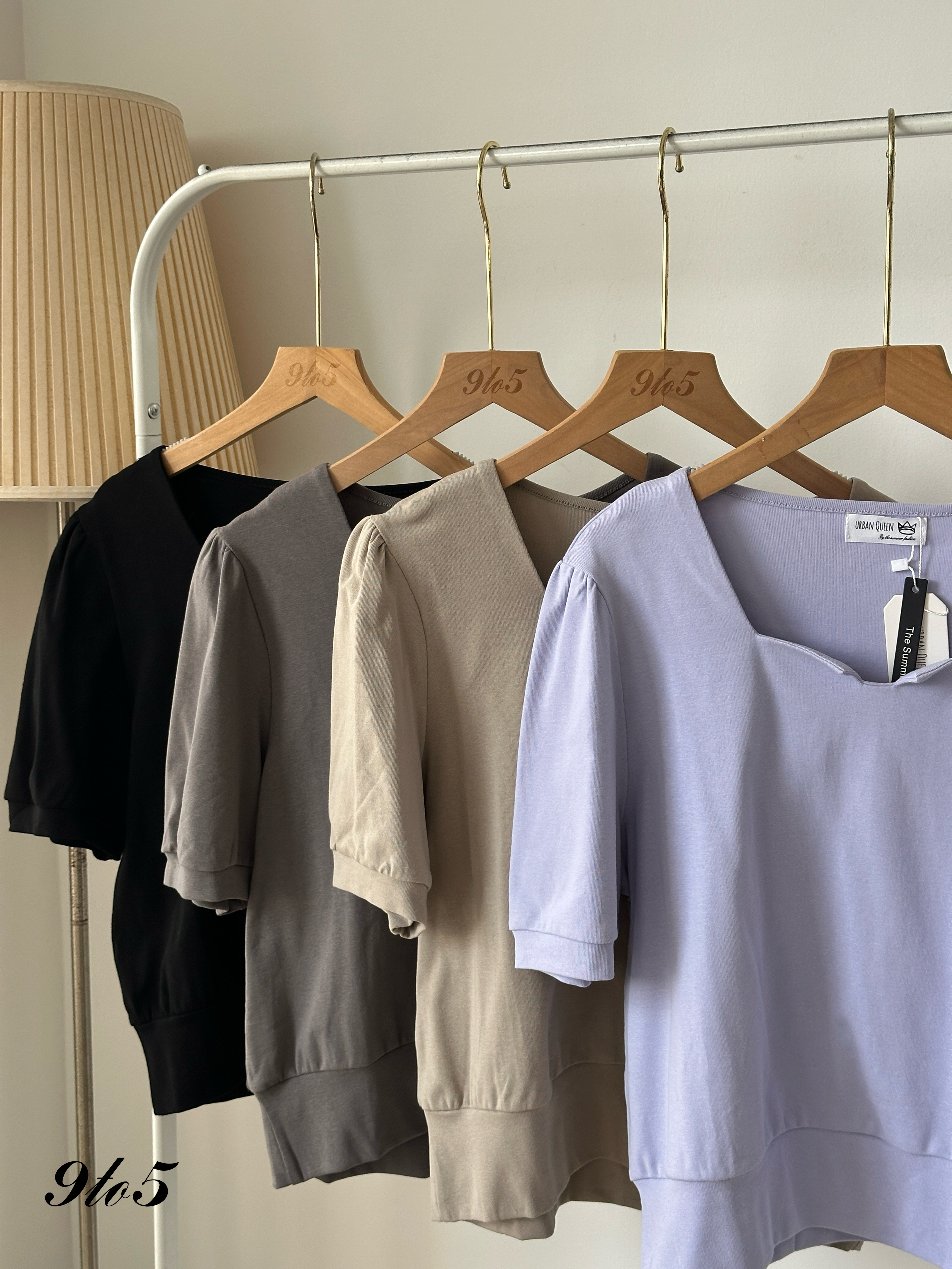 T4028 Square Neck Half Sleeve Top - 4 Colors