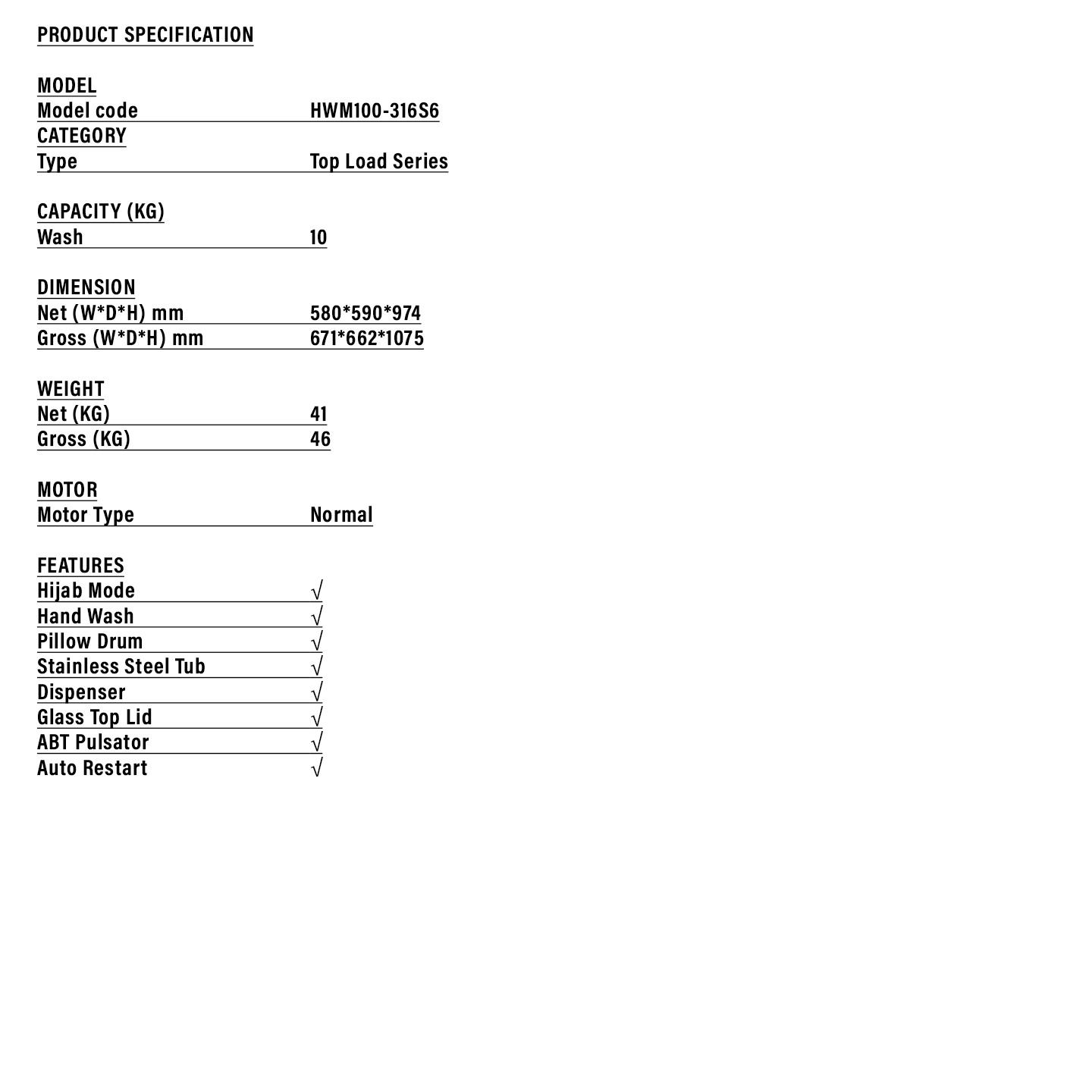 Haier 12kg Top Load Washing Machine (HWM120-316S6)