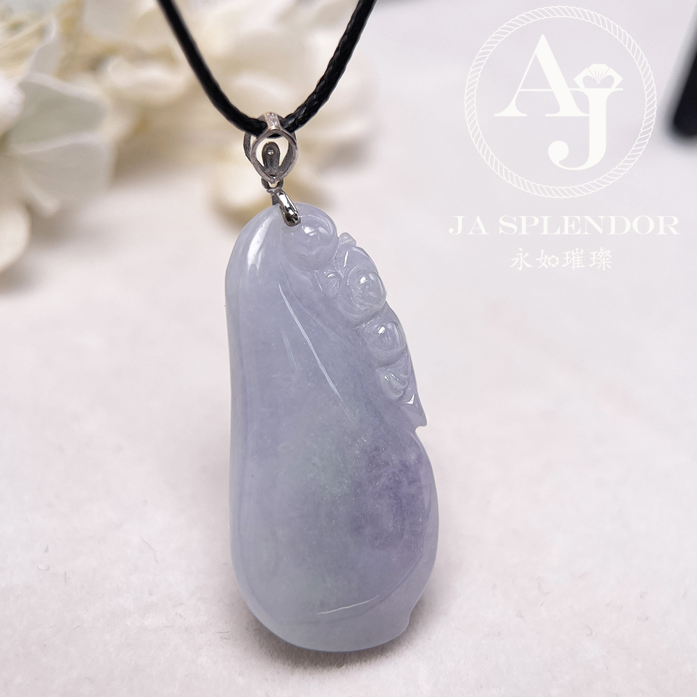 JNK-92 天然翡翠A玉 紫羅蘭玉靈猴獻壽萬壽果18K金吊墜