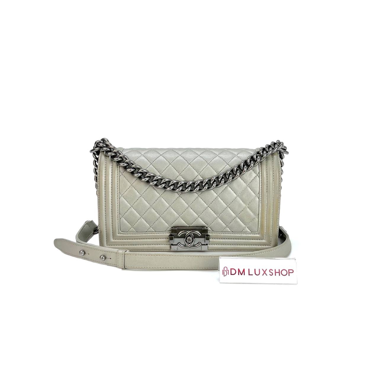 Chanel Boy Medium Grey SHW (Serial 24, Y: 2018)