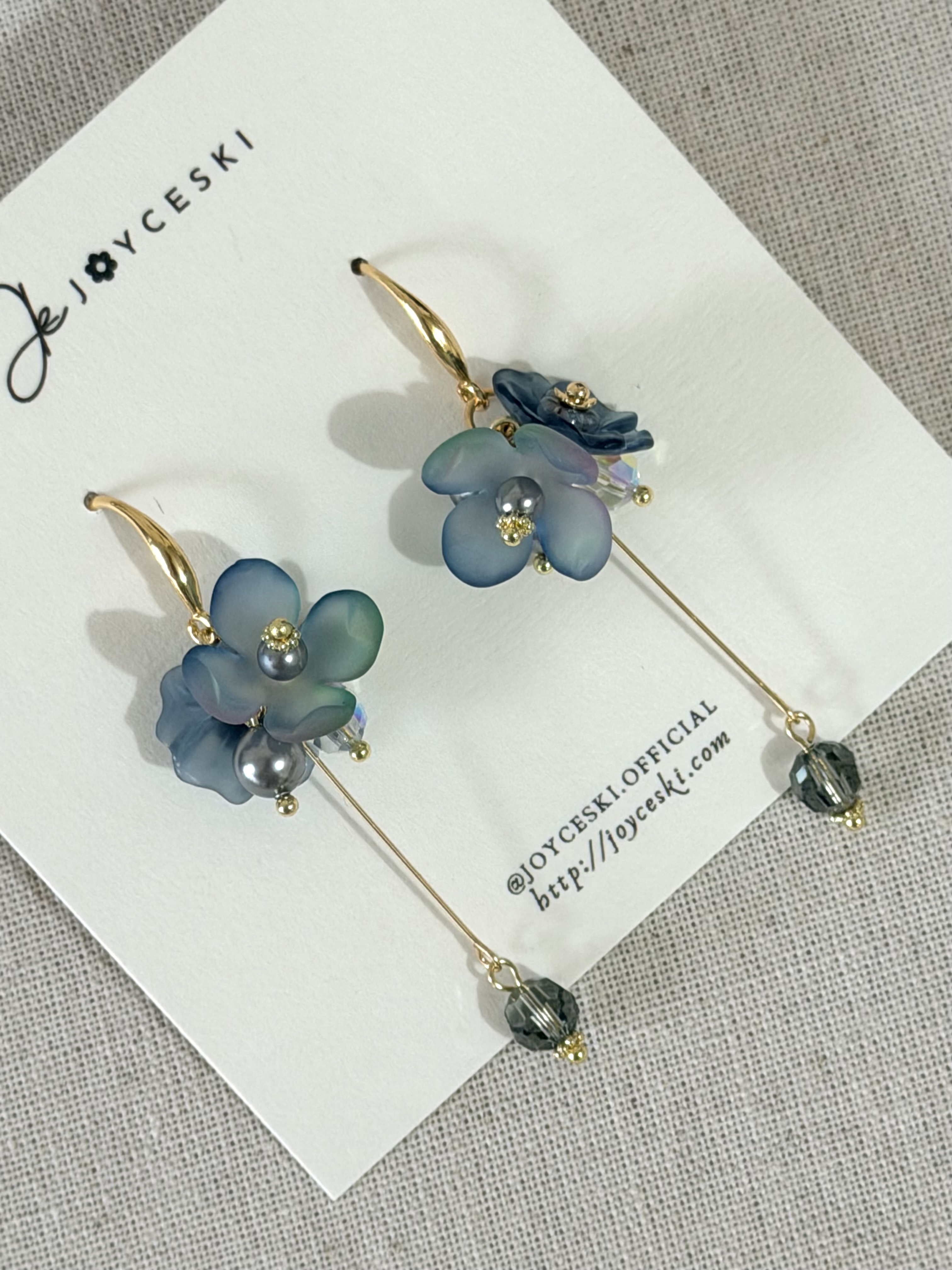 日本花語系列耳環/漸變藍花朵款