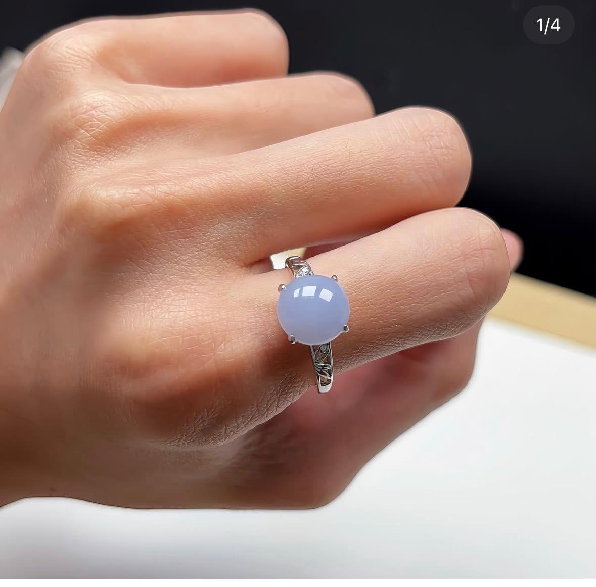 冰紫蛋面純銀鑲嵌