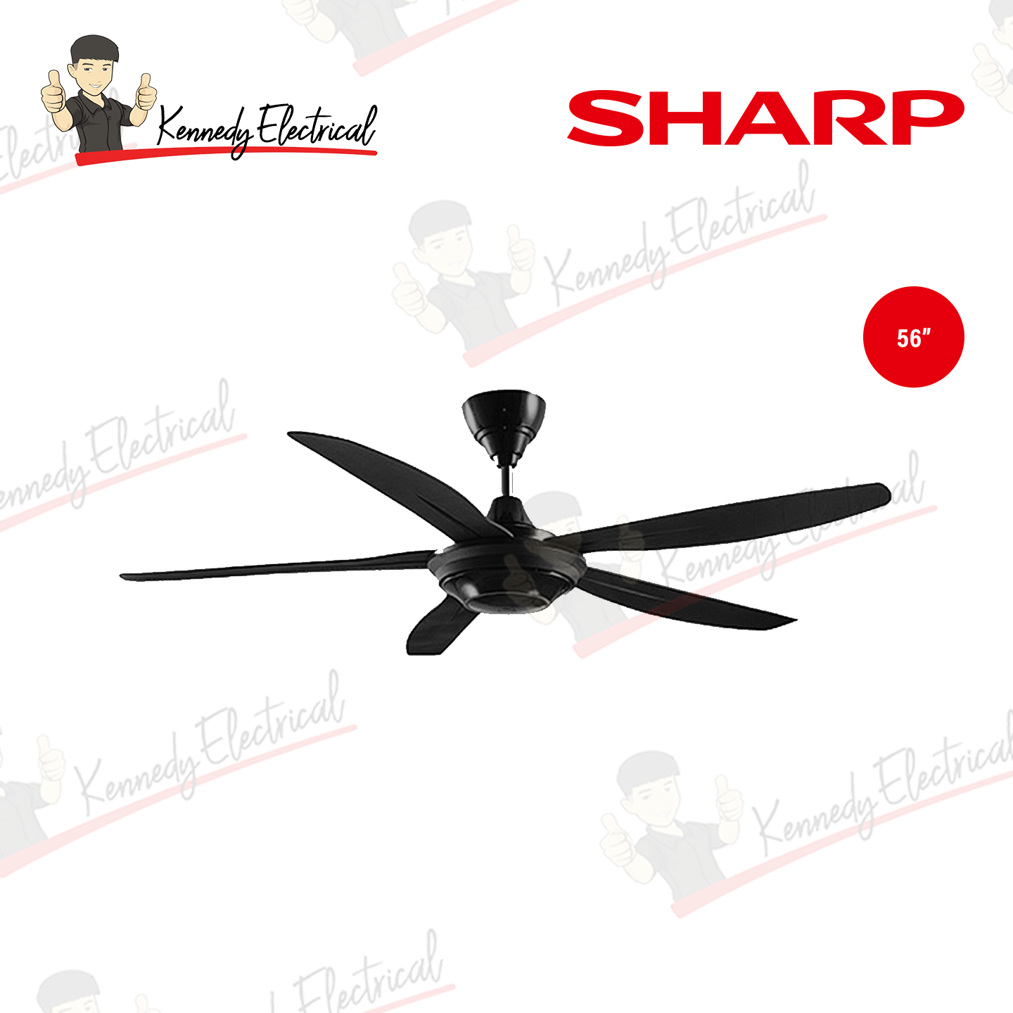 Sharp 56" 5-Blade LED Ceiling Fan (PJC116SLDBK)