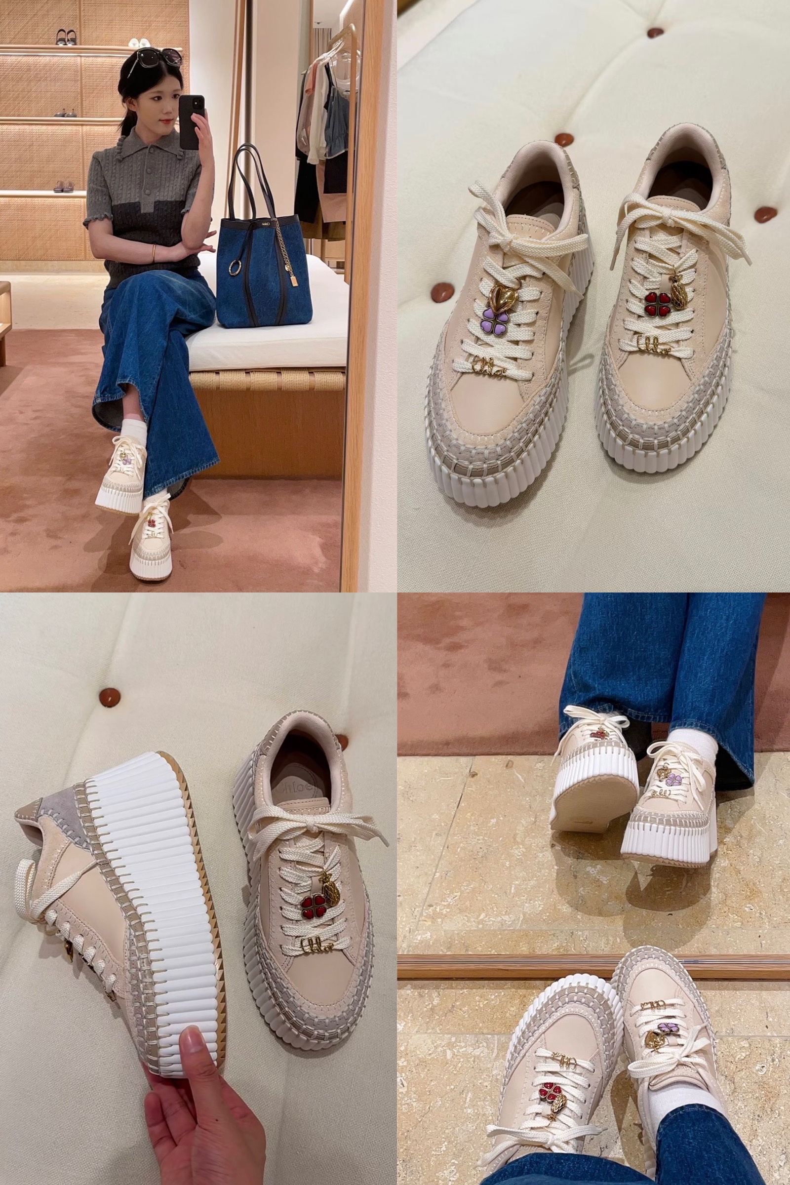 限時優惠✨新款🆕訂貨📮 Chloe 8cm 厚底Nama sneaker 連裝飾扣✨   Size 37 38 39 40 41