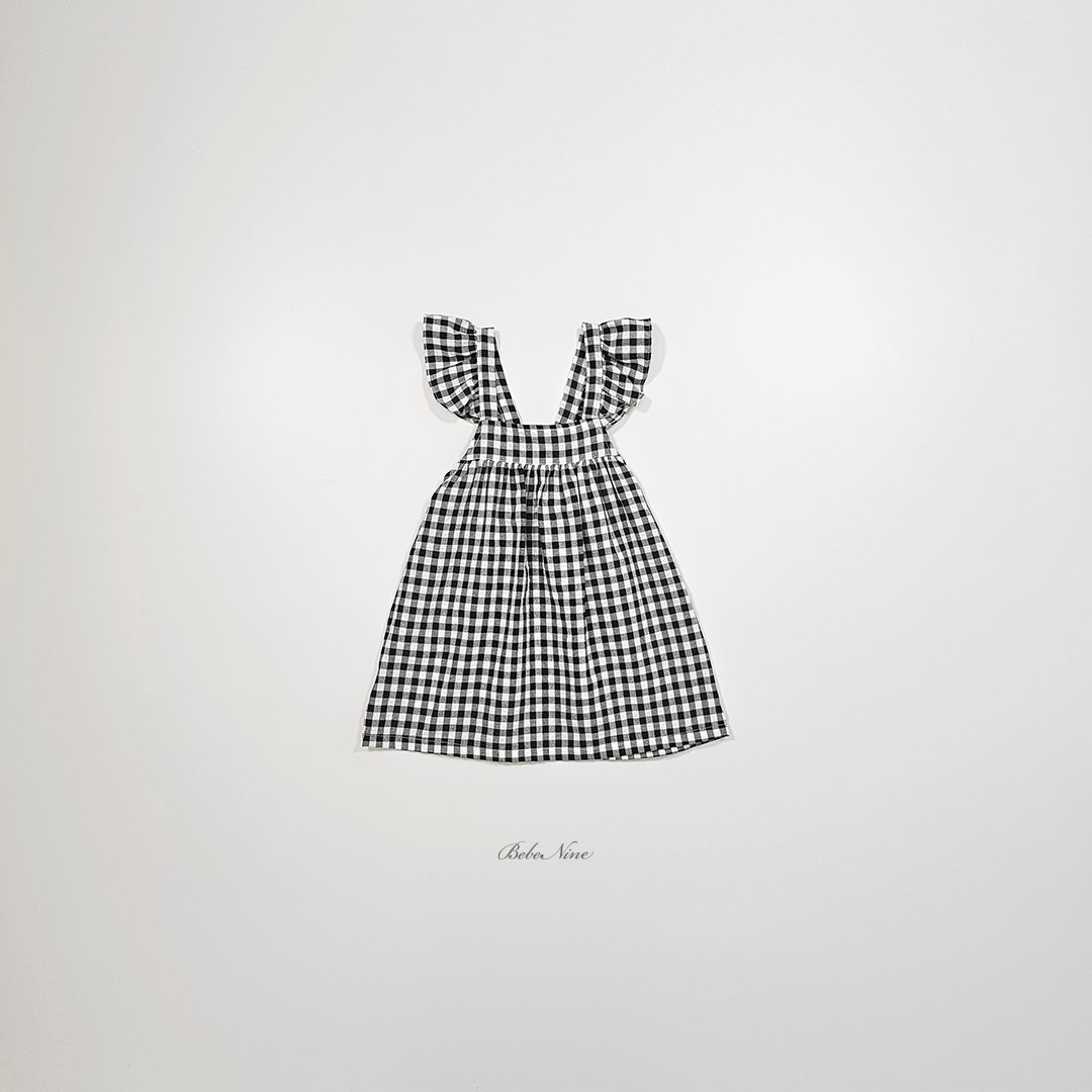 ☀️預訂 韓國直送☀️🇰🇷Bebenine兩色格紋荷葉邊純棉吊帶連身裙