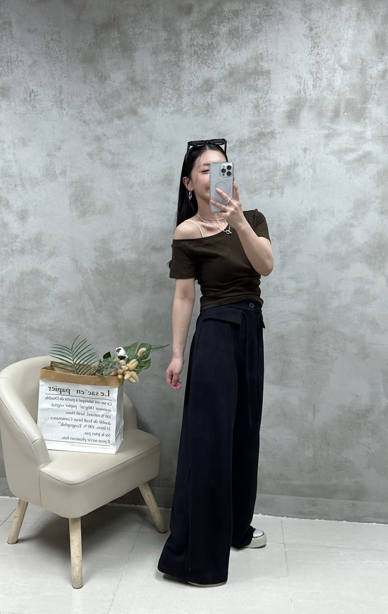 A11 單邊露膊棉質Top