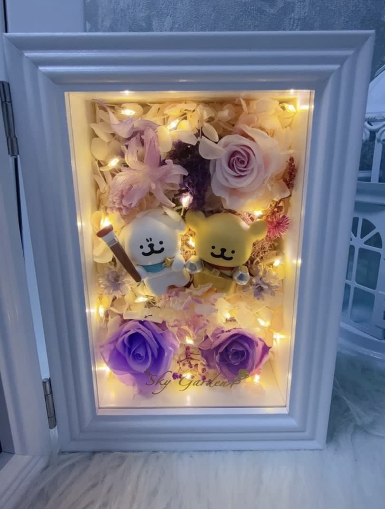 線條小狗永生花4R相架