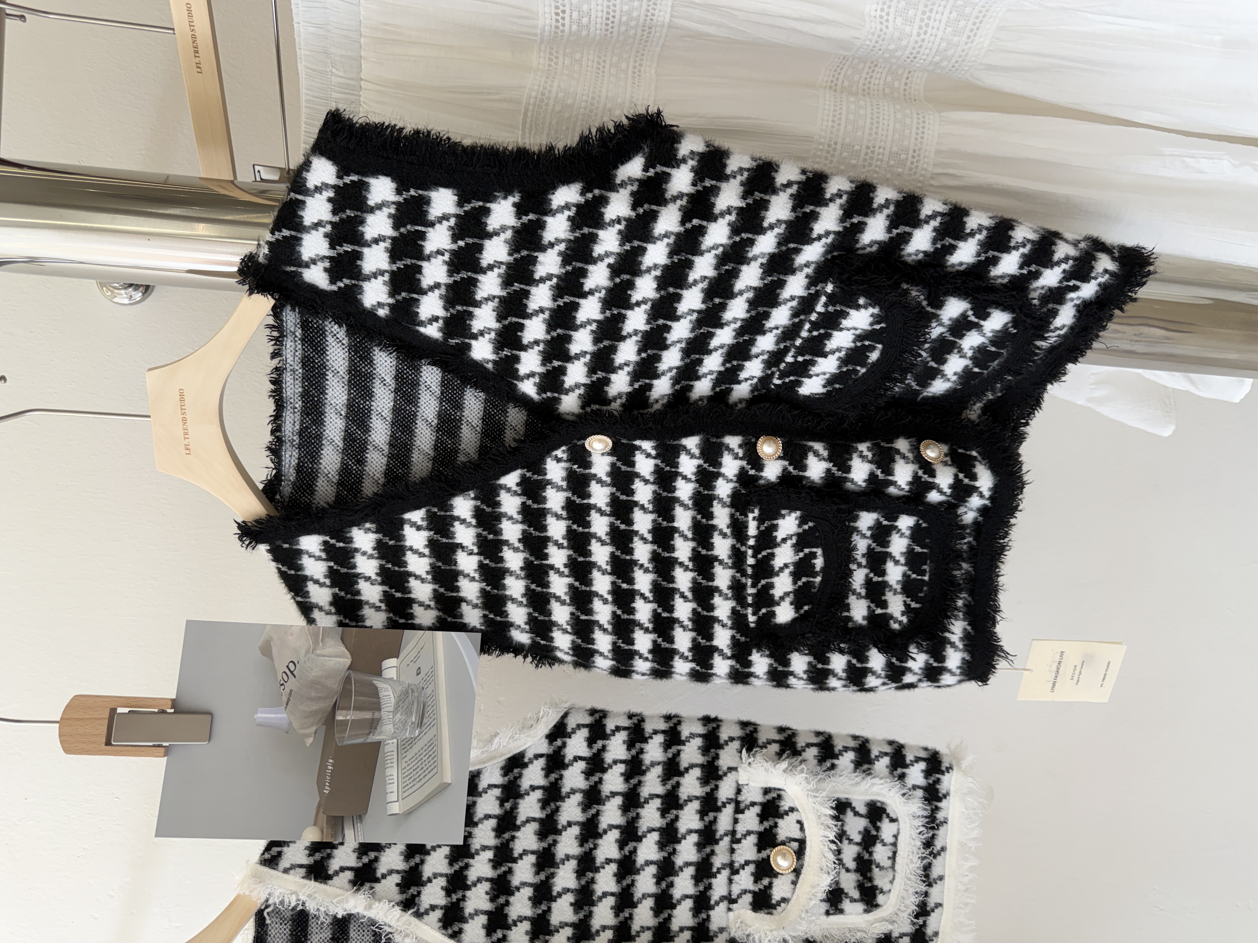 6612 小香风千鸟格马甲背心