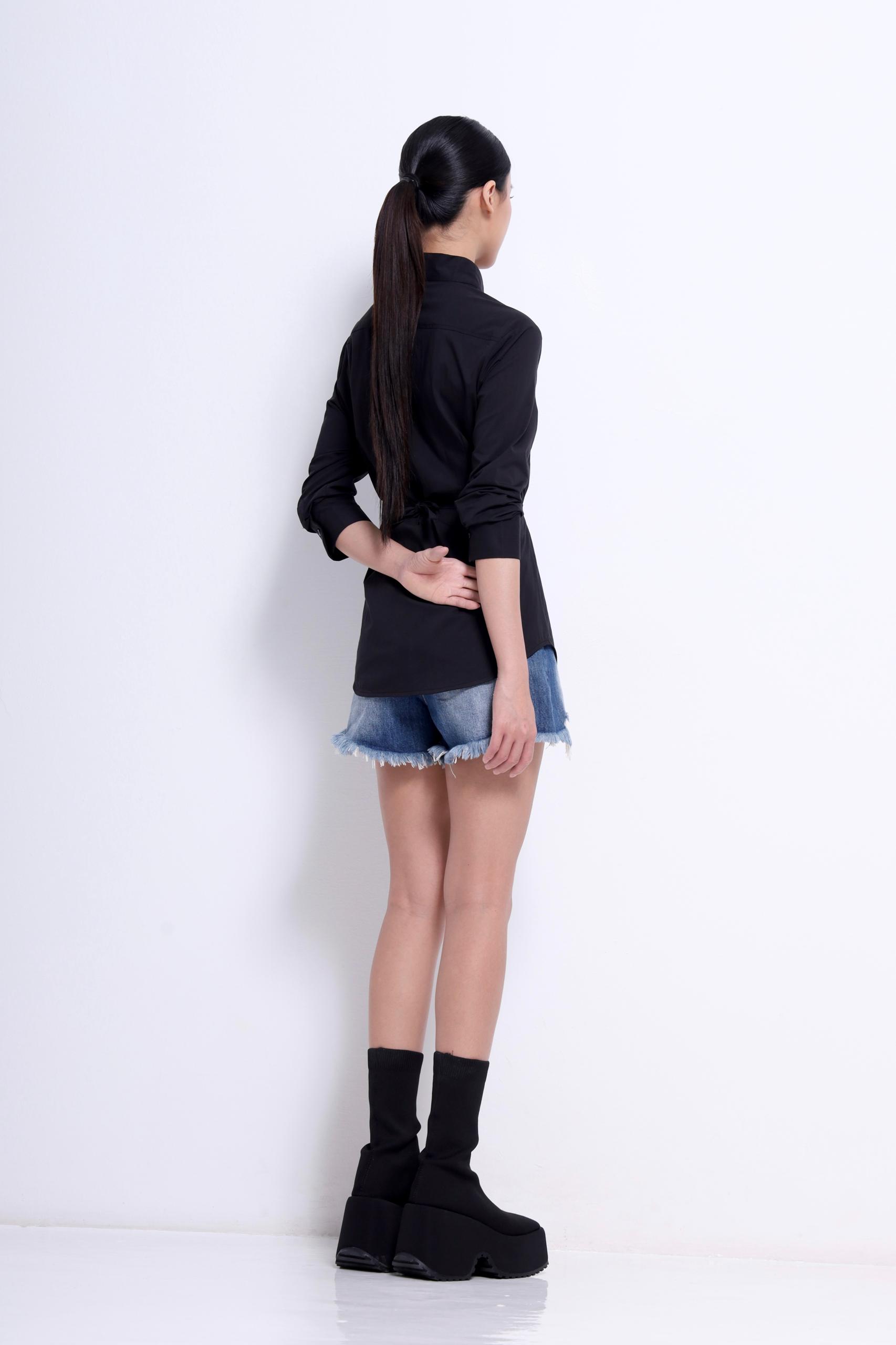 CB2715 LONG FITTED COLLARED SHIRT BLOUSE