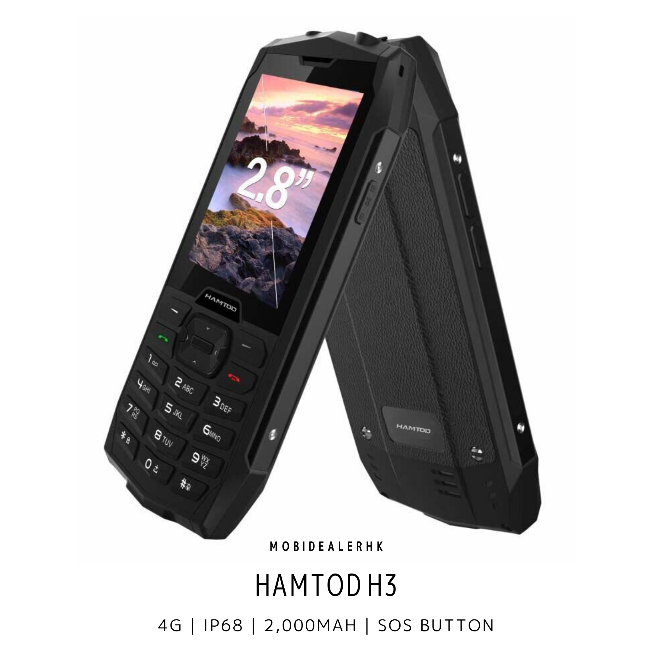 Hamtod H3 | 4G | 功能手機 | 三防老人機 | IP68 | SOS一鍵求救 | 2000mAh大電量