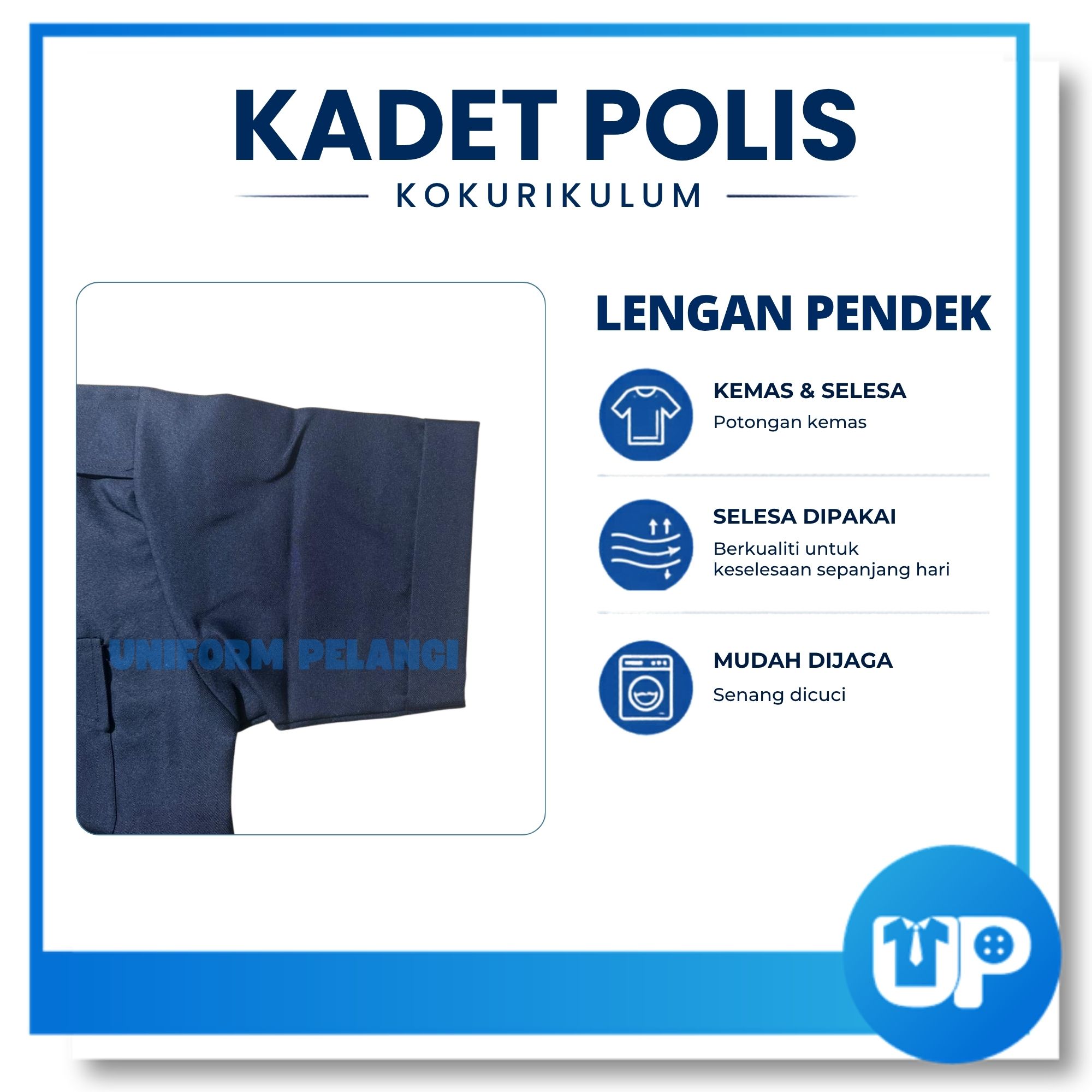 Persatuan Kadet Polis Baju Biru Gelap Pakaian Seragam Kadet kokurikulum Sekolah Uniform Baju Kemeja Dark Blue