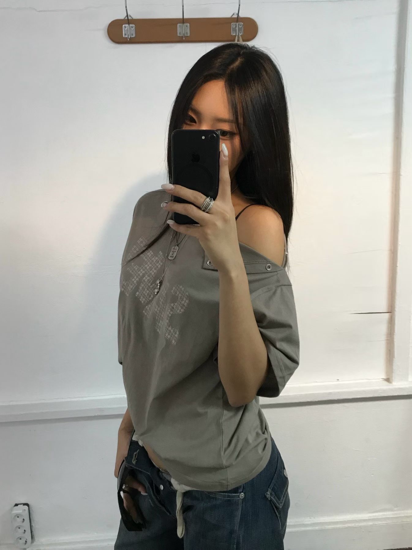 Asymmetric Snap Graphic Top