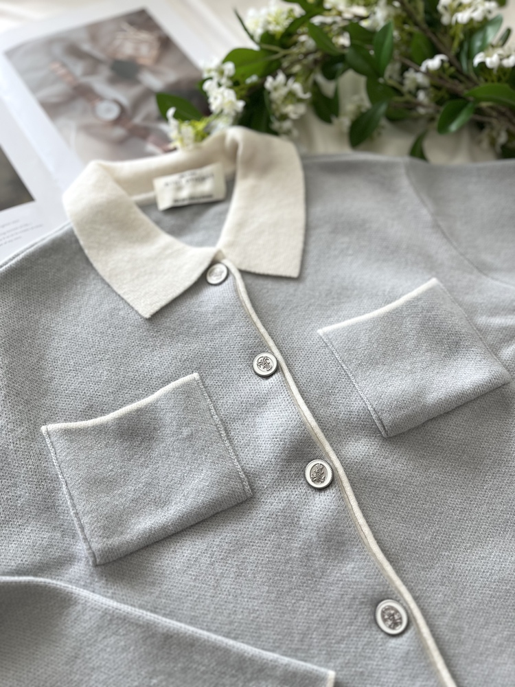 Elise Dual-Tone Cardigan (Misty Blue)