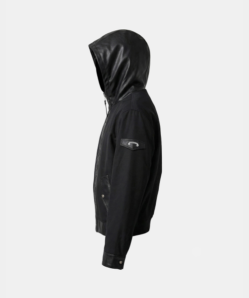 Viper91 Contrast Hooded Blouson - Black - 바이퍼91 콘트라스트 후드 블루종 - 블랙