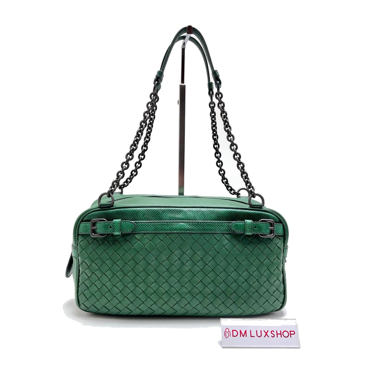 BV Green Intrecciato Shoulder Bag