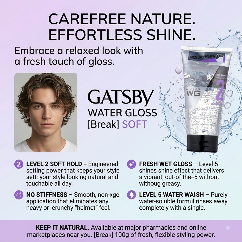 Gatsby Water Gloss Tube / Gel Rambut - 100g / SOFT