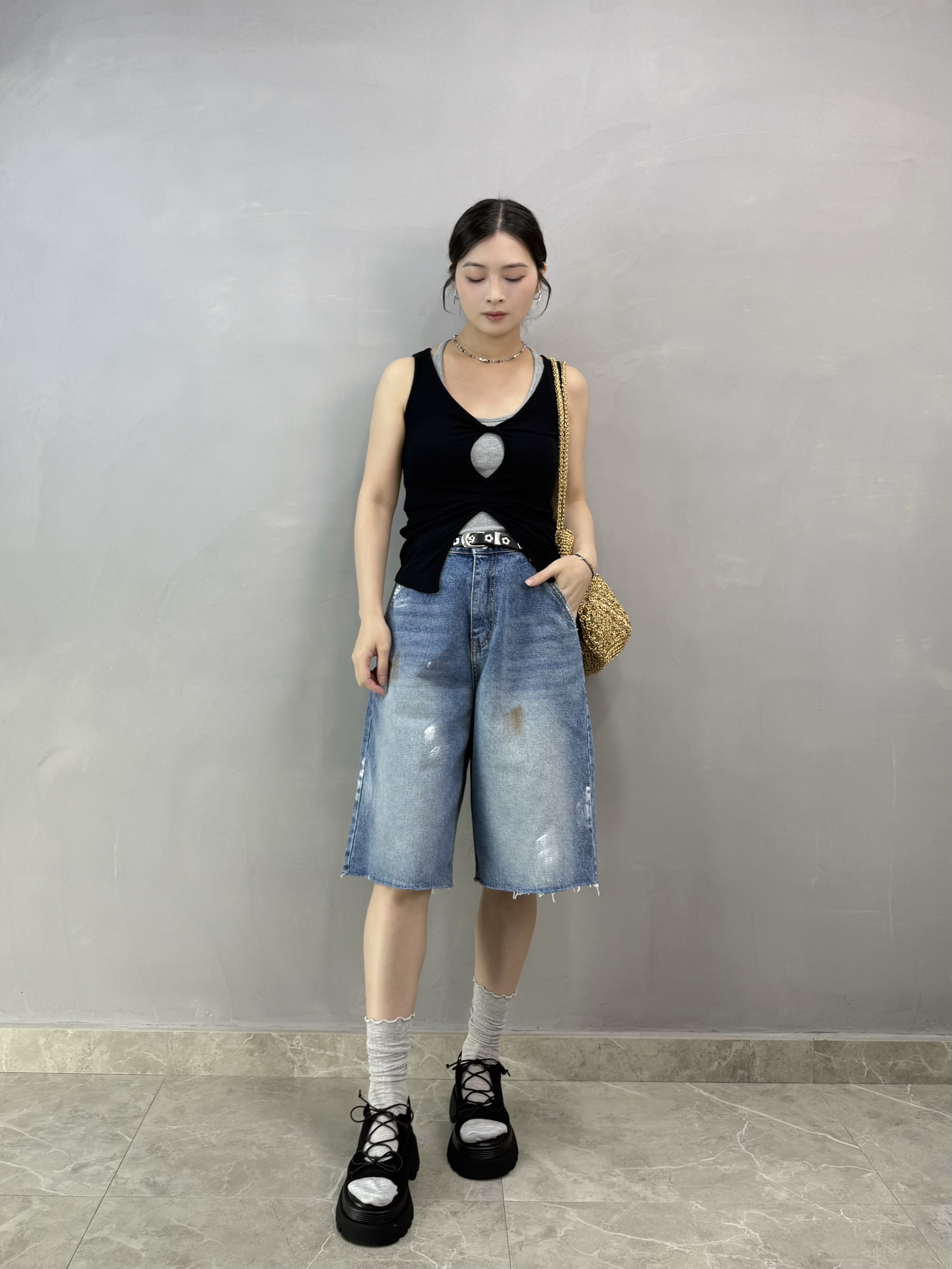 U80 薄通花堆堆襪
