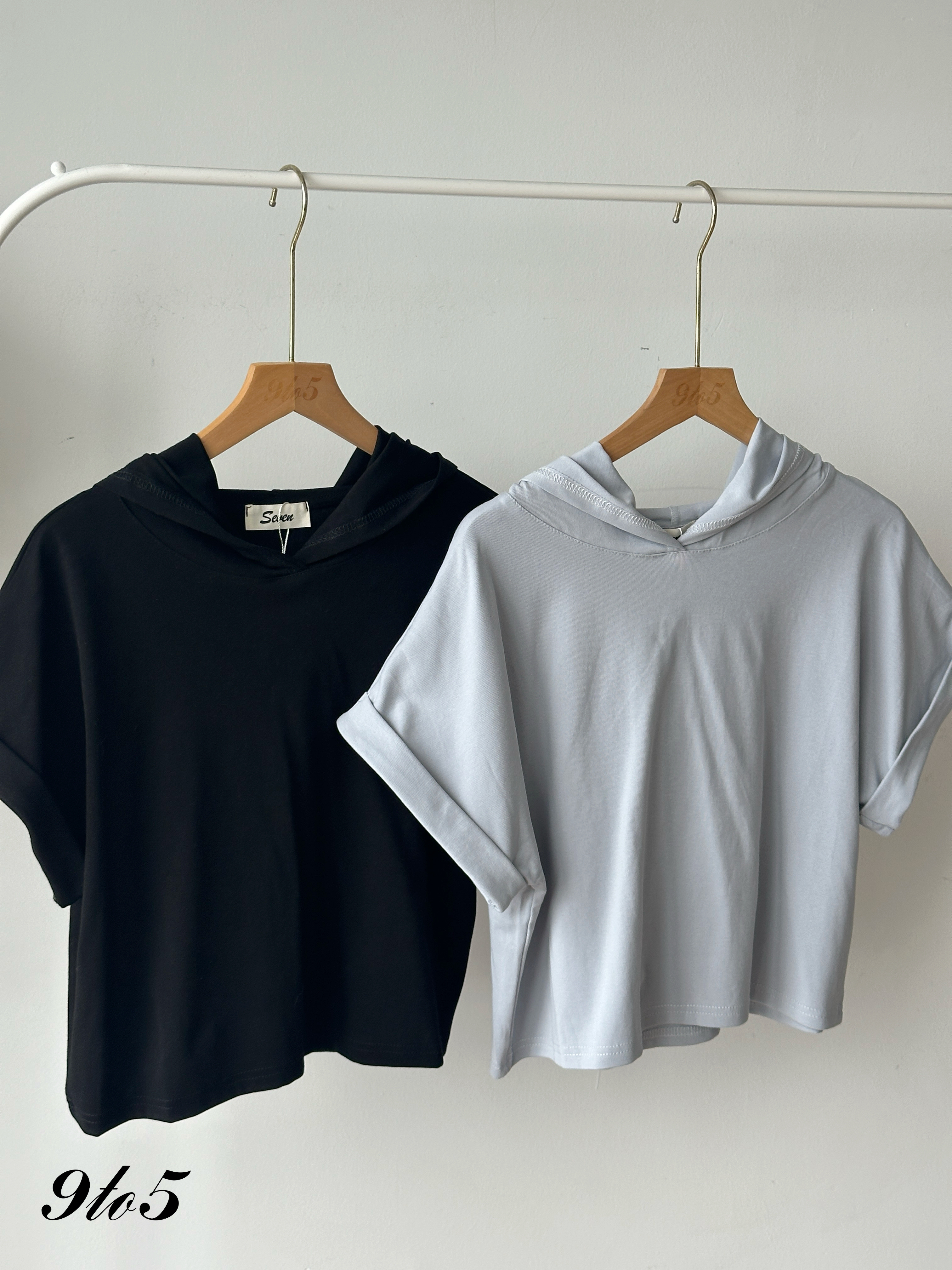 T4281 Short Sleeve Hoodie Top - 4 Colors 