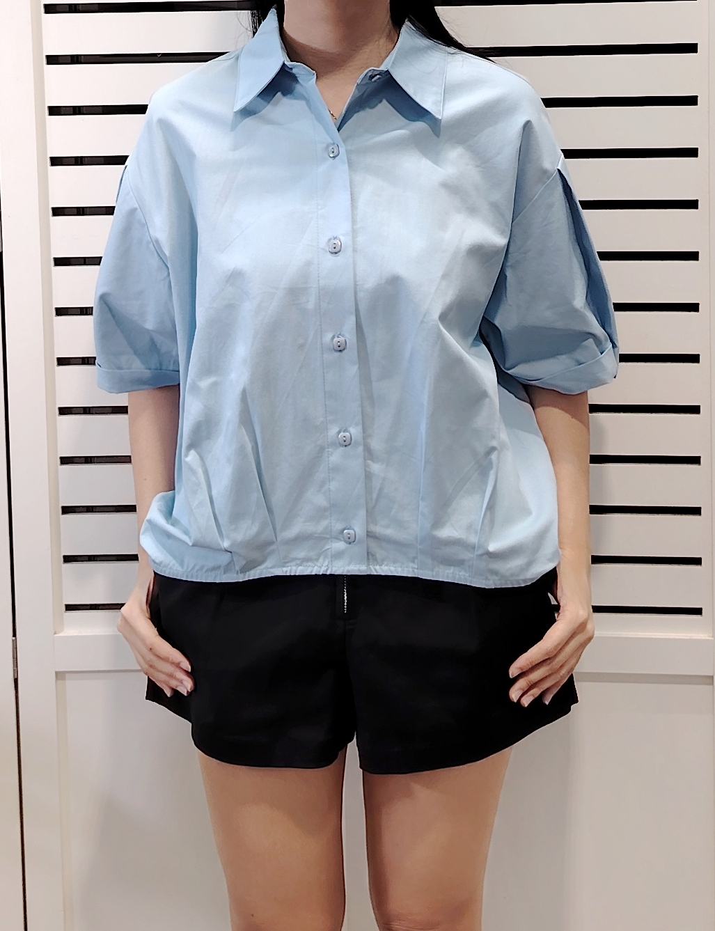 H0660 Oversize Collar Short Sleeve Shirt 