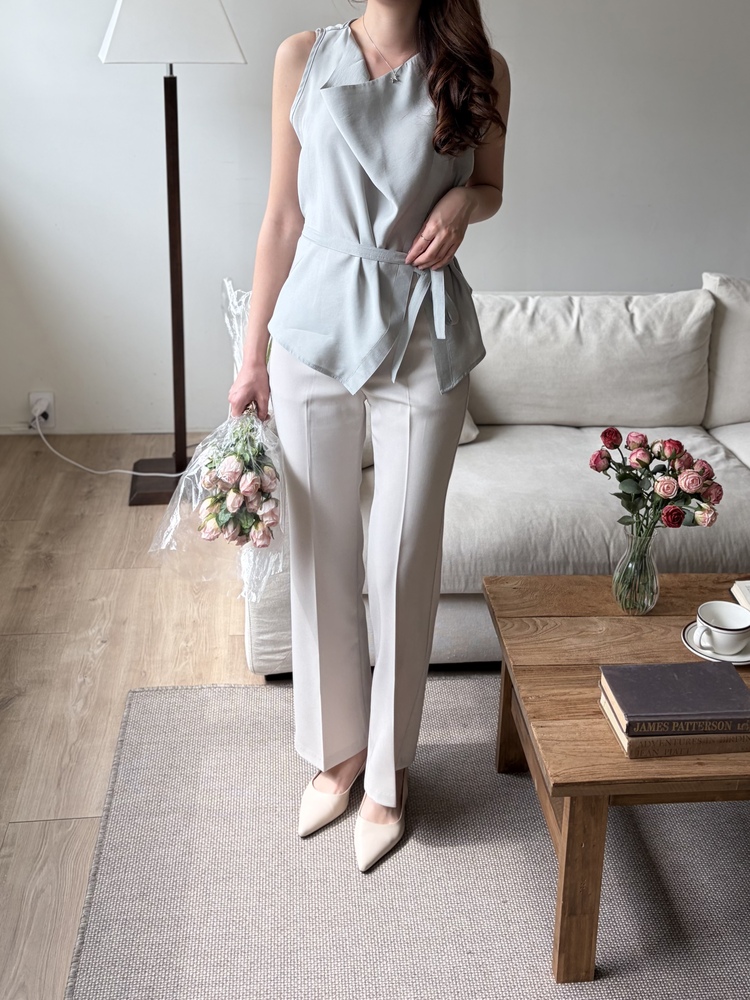 Camille Draped Wrap Blouse (Mint)