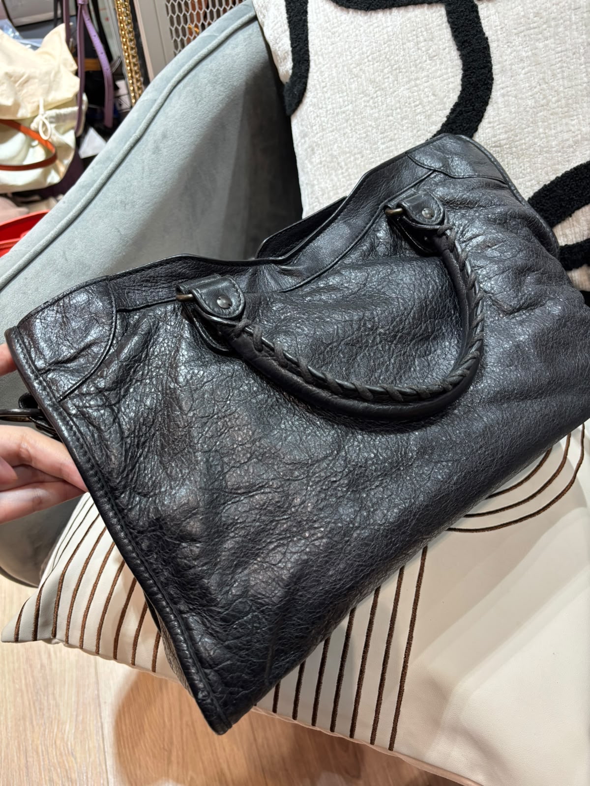 Balenciaga city medium 黑色山羊復古釘100%Authentic,93%new  ✅mirror ✅dust bag
