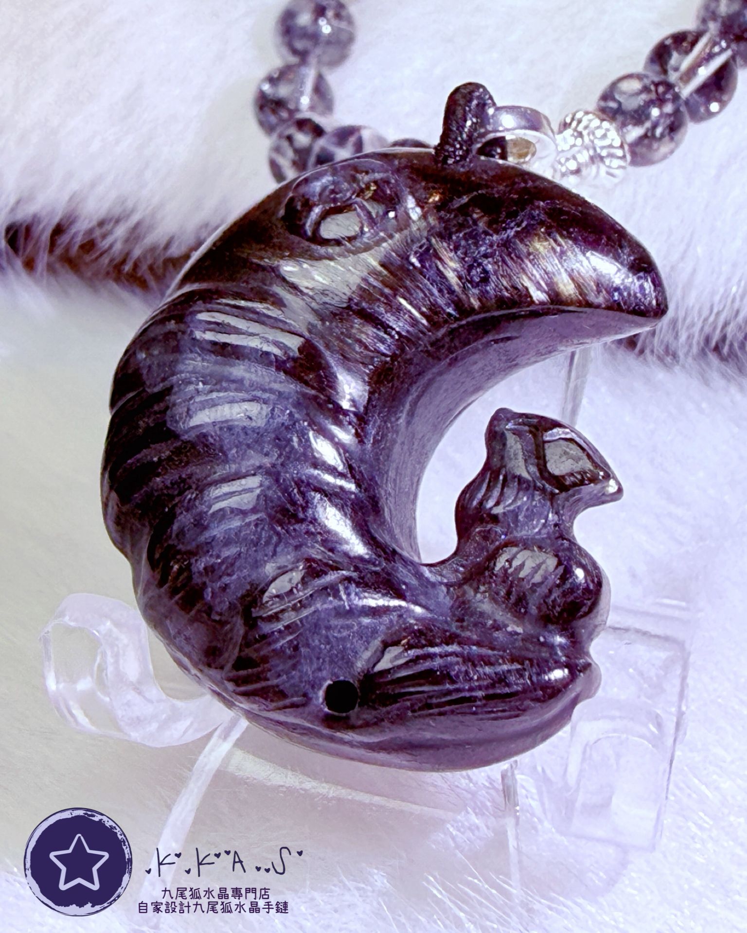 K00108 煙花石榴石 月亮狐 - 吊墜頸鏈/套鏈