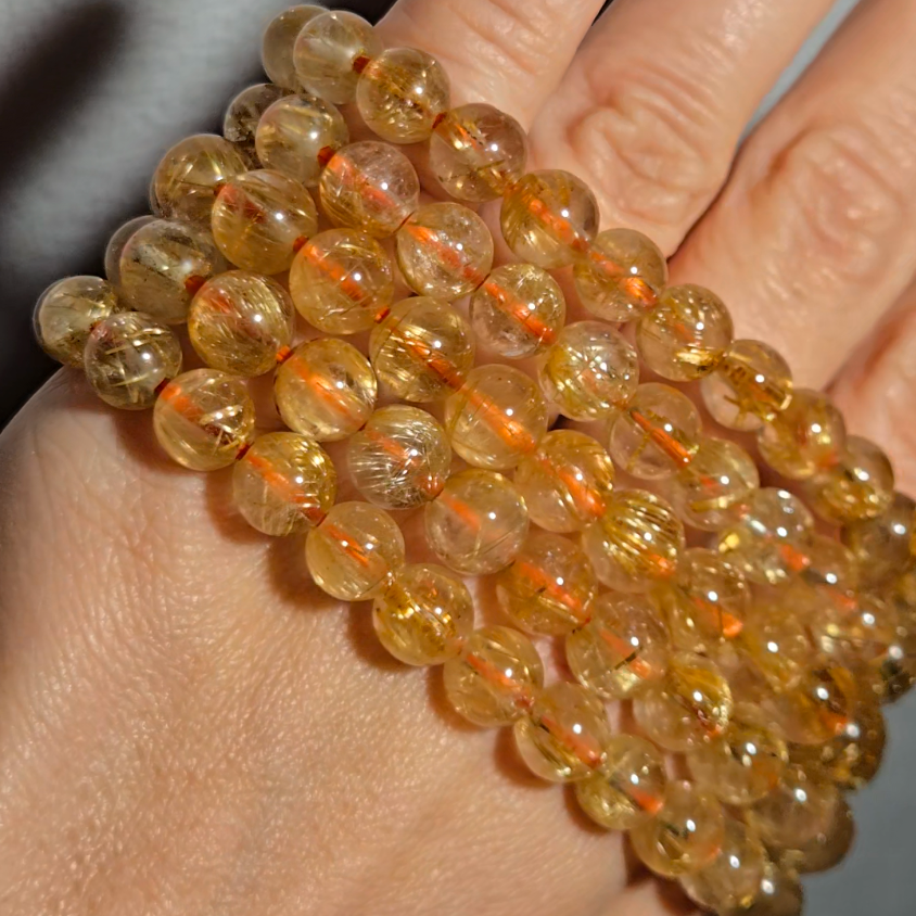 Golden rutilated quartz bead bracelets - JW107