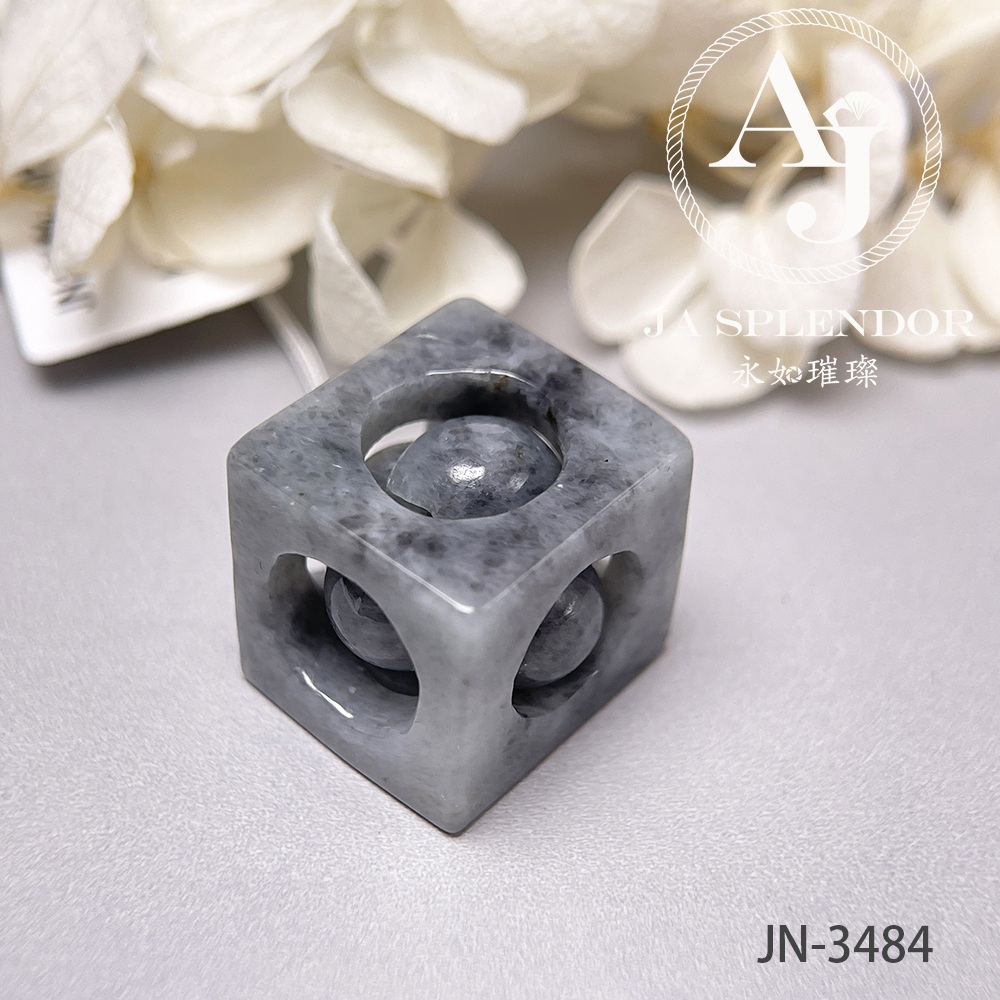 JN-3475/81/82/84 天然翡翠A玉 烏鷄招財進寶骰子吊墜