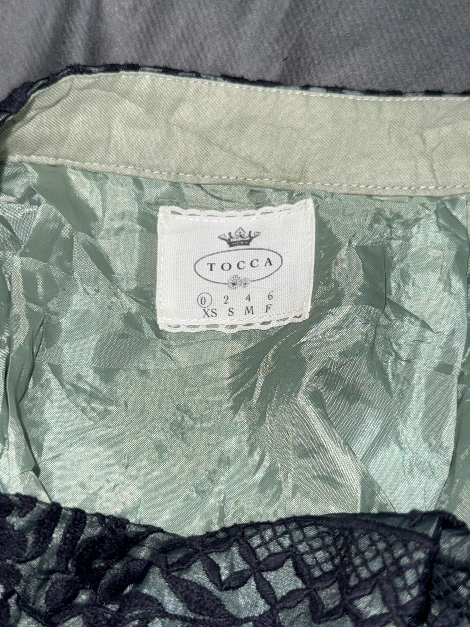Vintage Baroque Sage Green Midi Skirt 