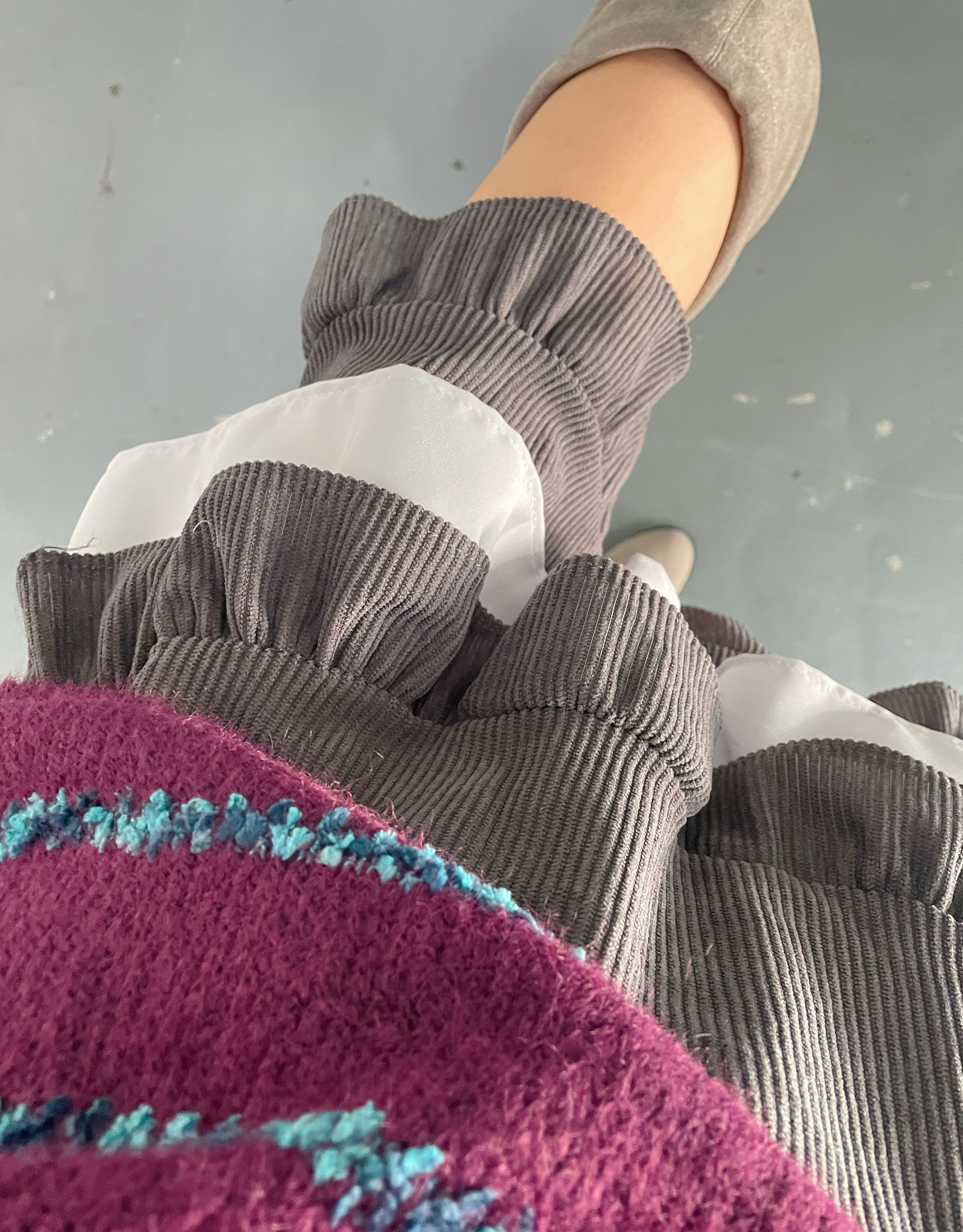 K5538 坑紋拼色蛋糕裙