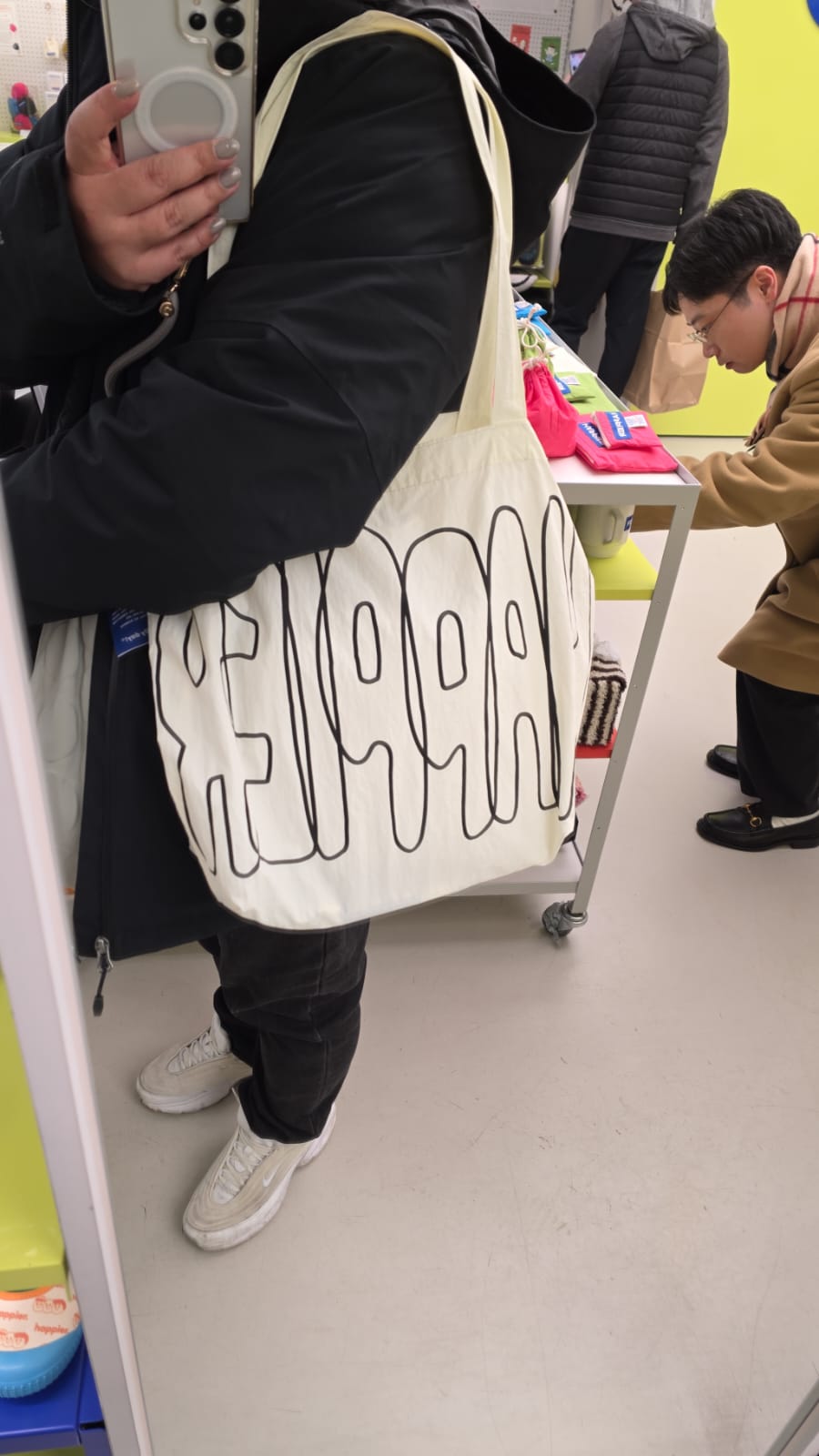 happier tote bag white