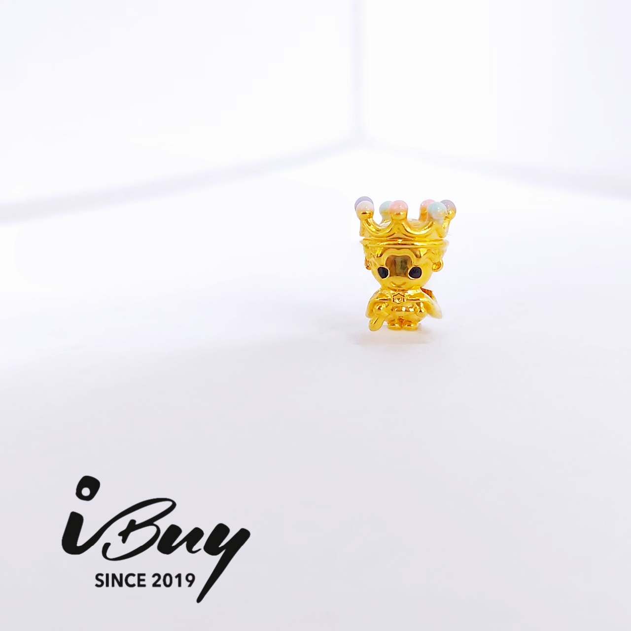 916 HARD GOLD MULTICOLOR ENAMEL CROWN LITTER PRINCE BEAD 916 硬金 珐琅王冠小王子串咀