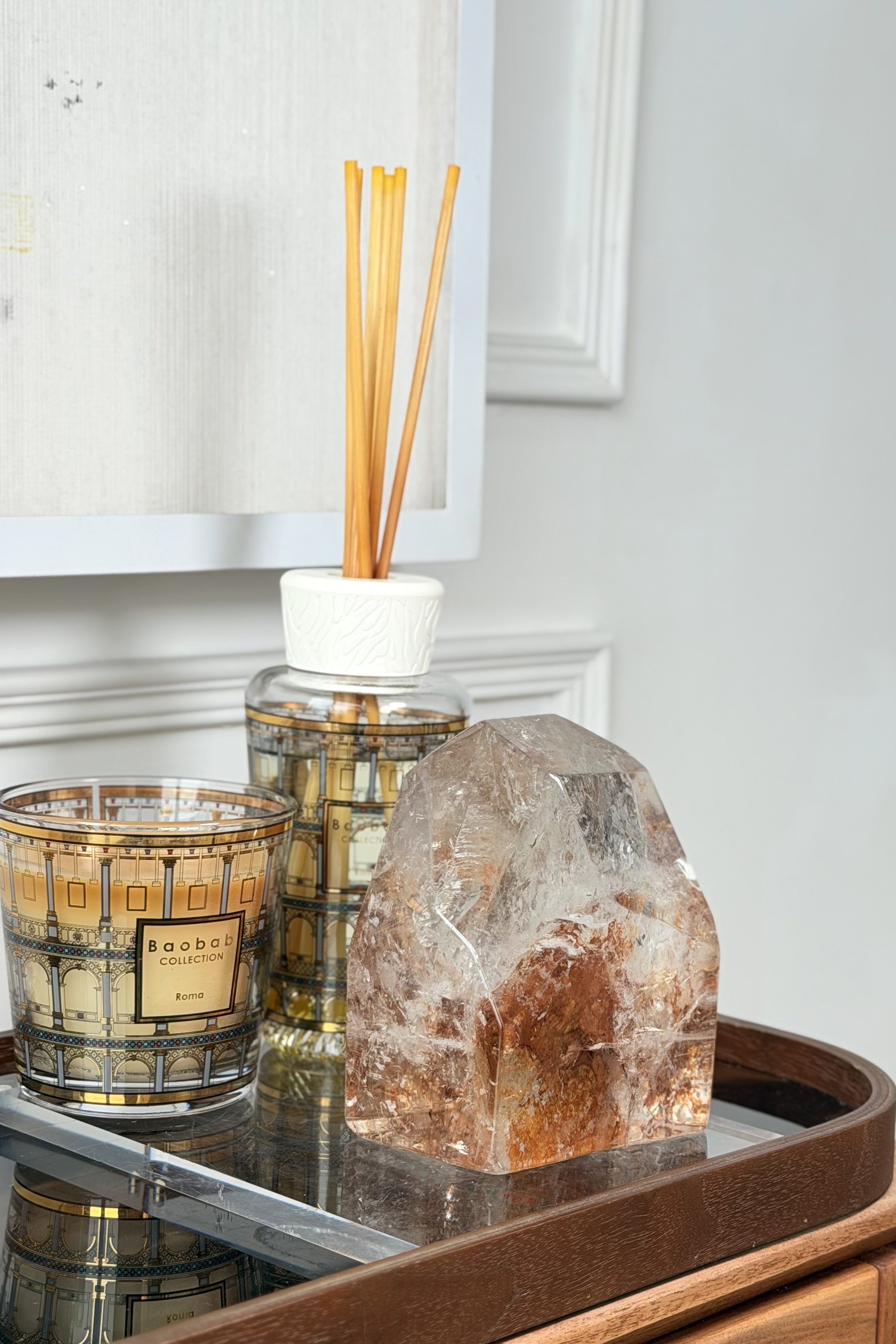 ꧁ 1.3Kg 12.2cm白水晶共生紅泥柱꧂CQ.1016C71G13AF-RA1*11JT