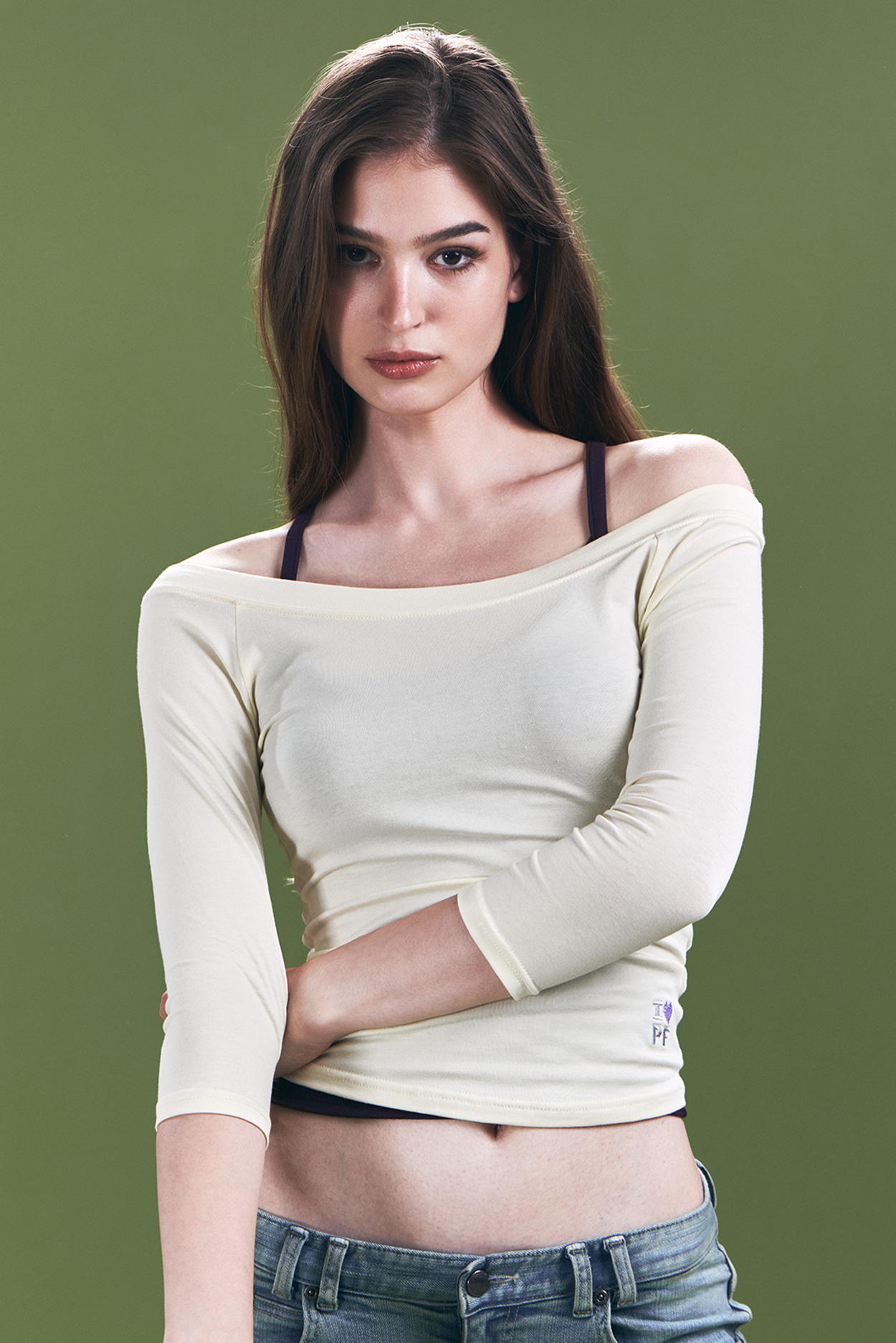 pleaseNOFOLLOW - Zed Off-Shoulder Long Sleeve Top (Lemon)