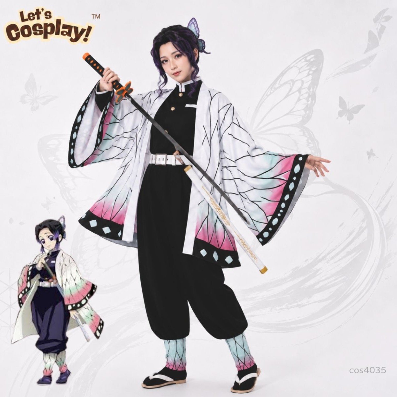 鬼滅之刃蝴蝶忍主題成人女裝Cosplay Costume 6件套 角色扮演服裝