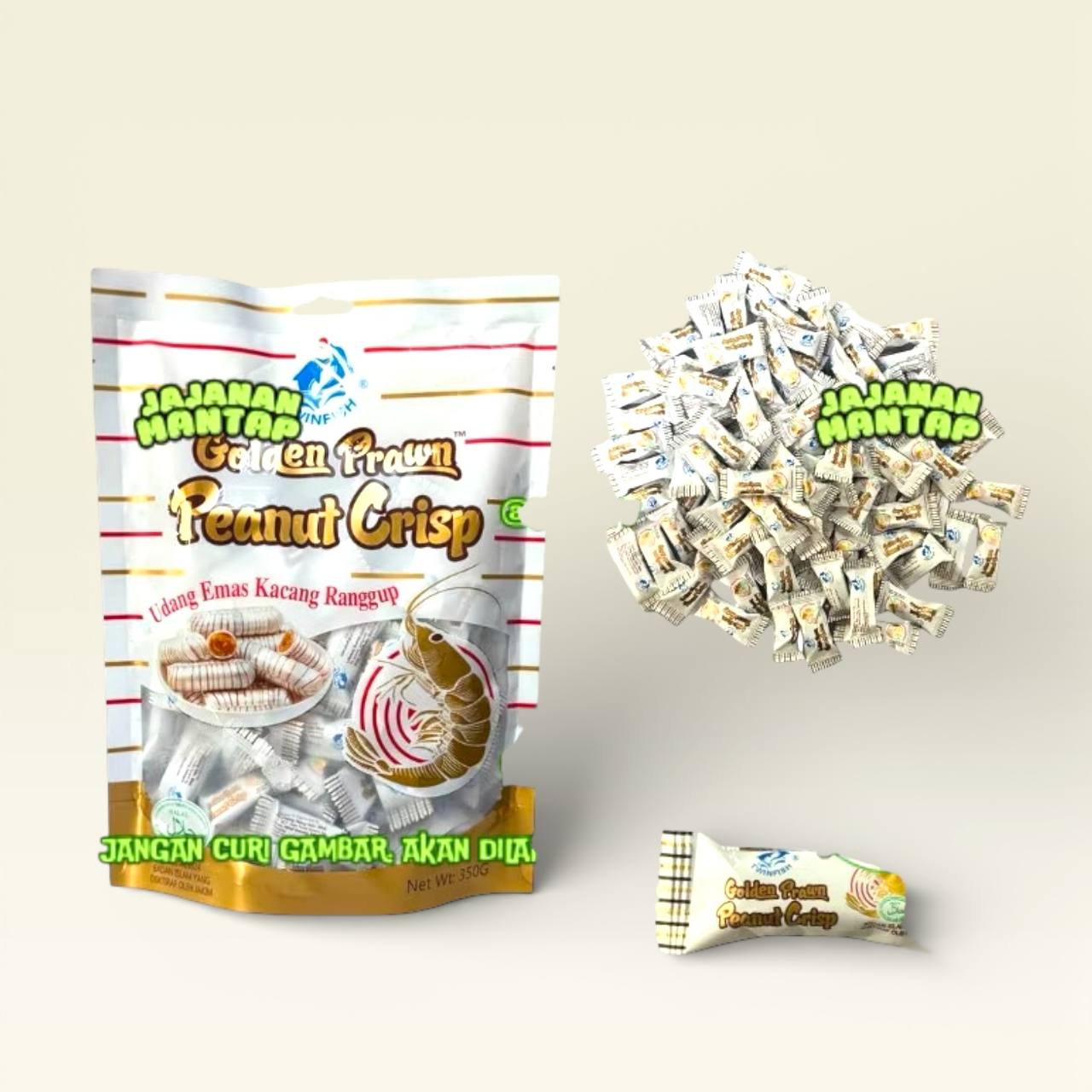 (Putih) Twinfish Golden Prawn Peanut Crisp Gula Udang 150g/350g