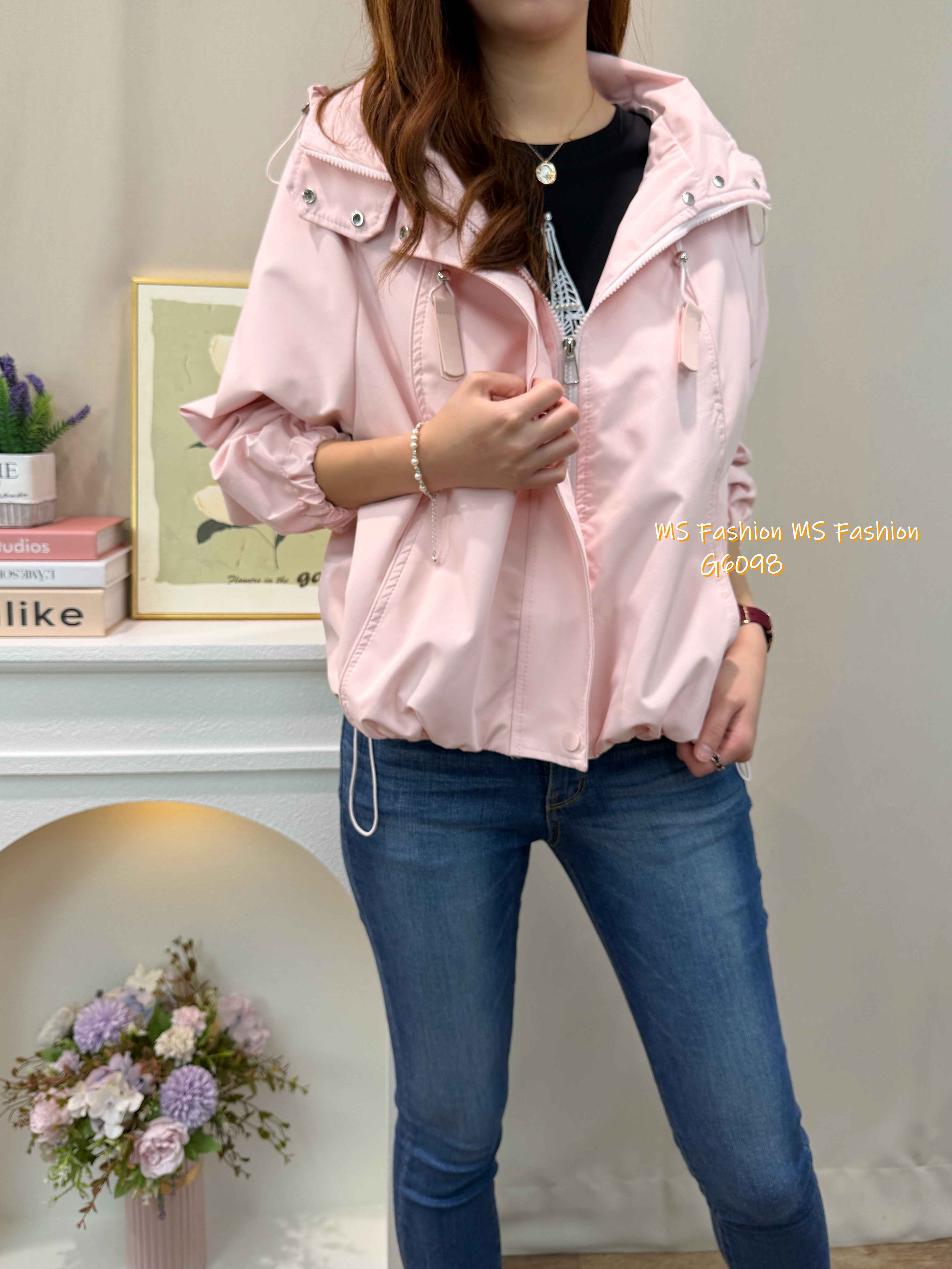 G6098 韓國🇰🇷靚色有帽風褸