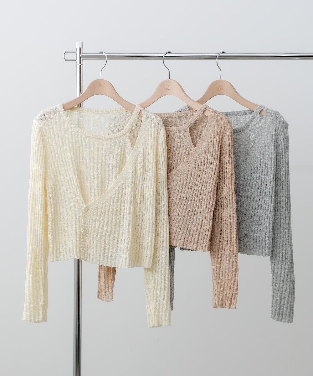 <JP>一件穿出層次感～ Layered Button Knit Top* 3色入 <預購>