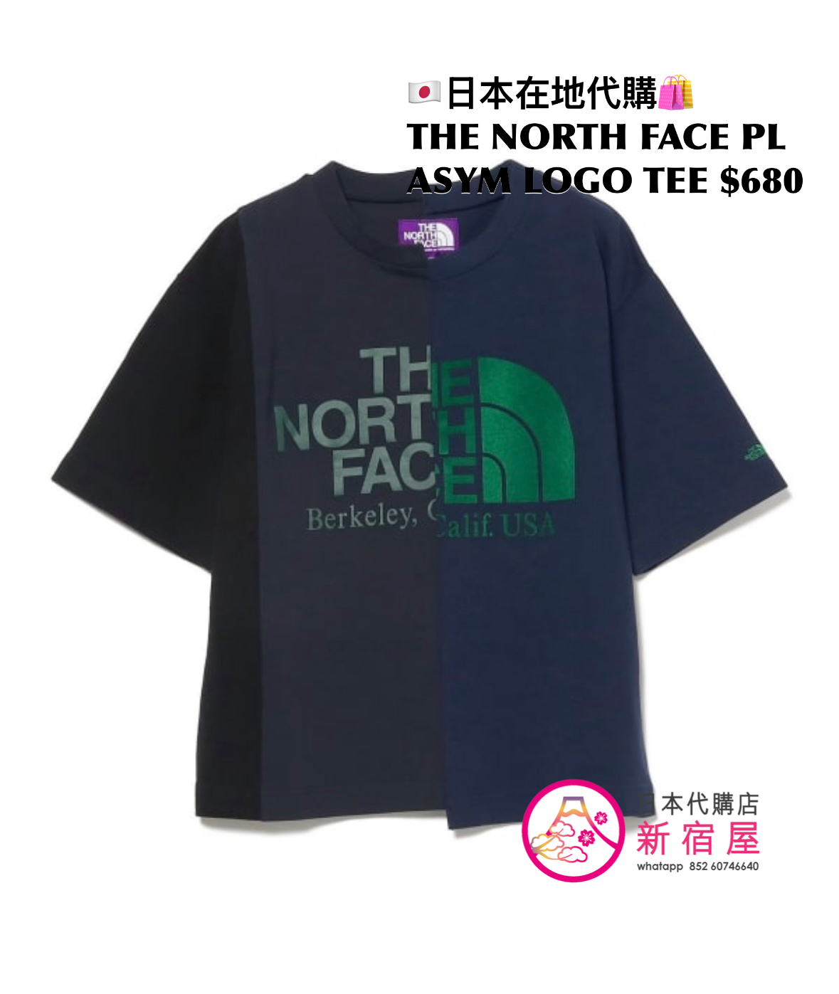 THE NORTH FACE PURPLE LABEL ASYMMETRICAL LOGO T-SHIRT