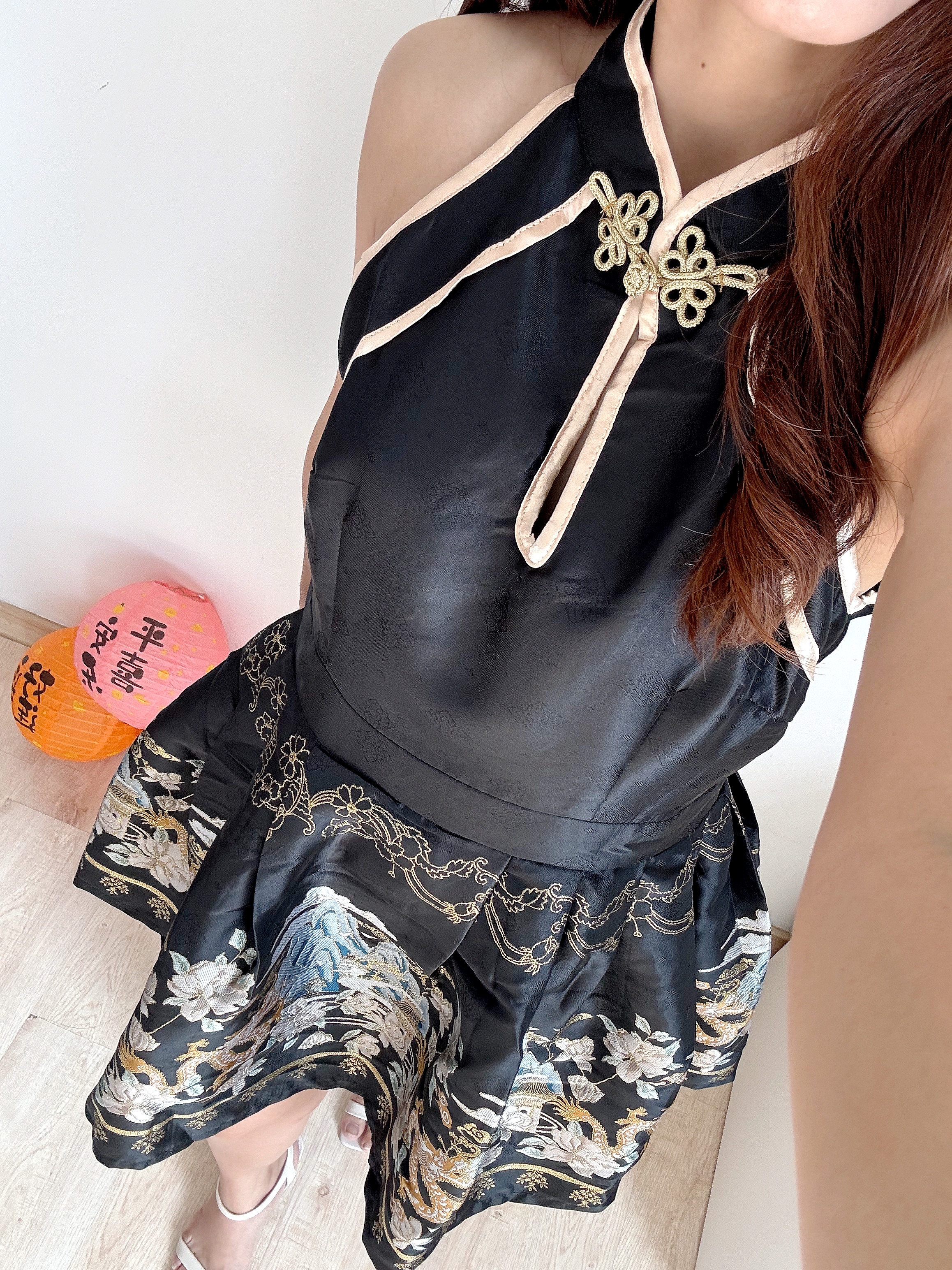 福利款原价RM109【Golden Phoenix Dress 锦绣烟雨 】新中式重工刺绣挂脖连衣裙（2 colours）Premium Quality