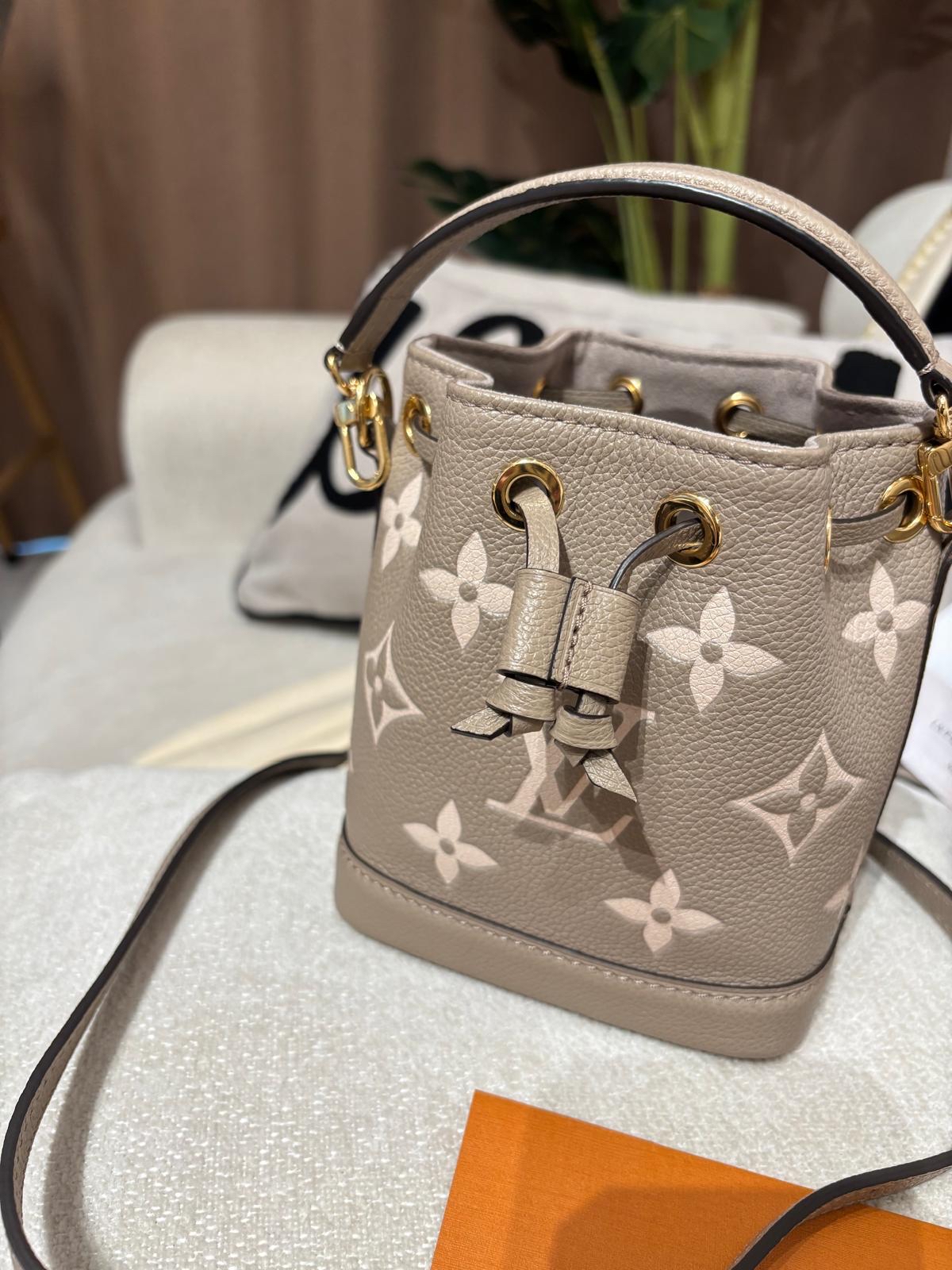 Lv Nano noe M46291 bucket Bicolor Monogram Empreinte Leather 100%Authentic,98%New ✅專門店收據✅塵袋✅Box