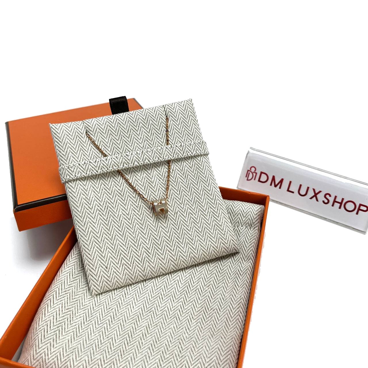 Hermes Mini Pop H Necklace Grey RGHW
