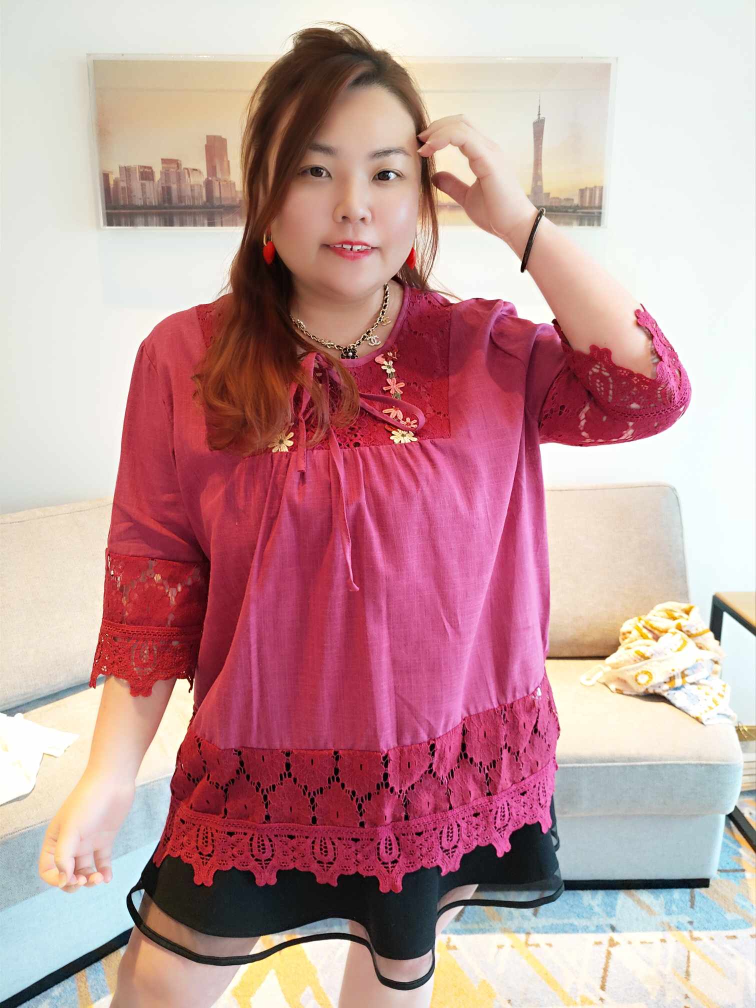 YCG08 8865 波希米亚刺绣蕾丝镂空上衣