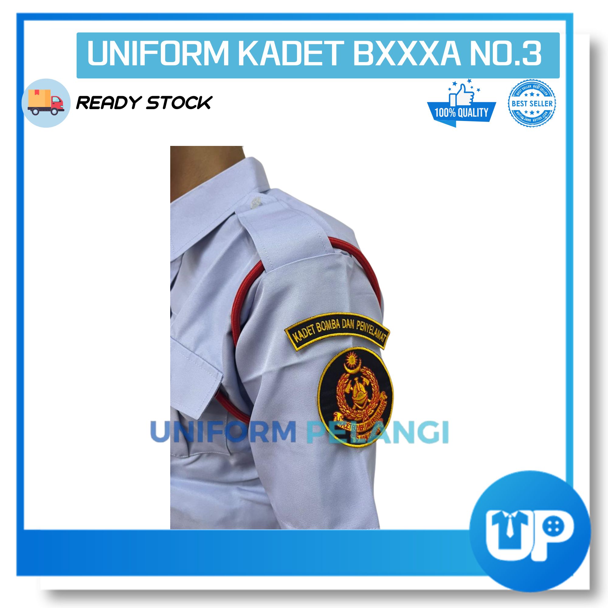 Baju Kadet BOMBA NO.3 Biru Lengan Pendek dan Panjang Uniform Seragam Kookurikulum