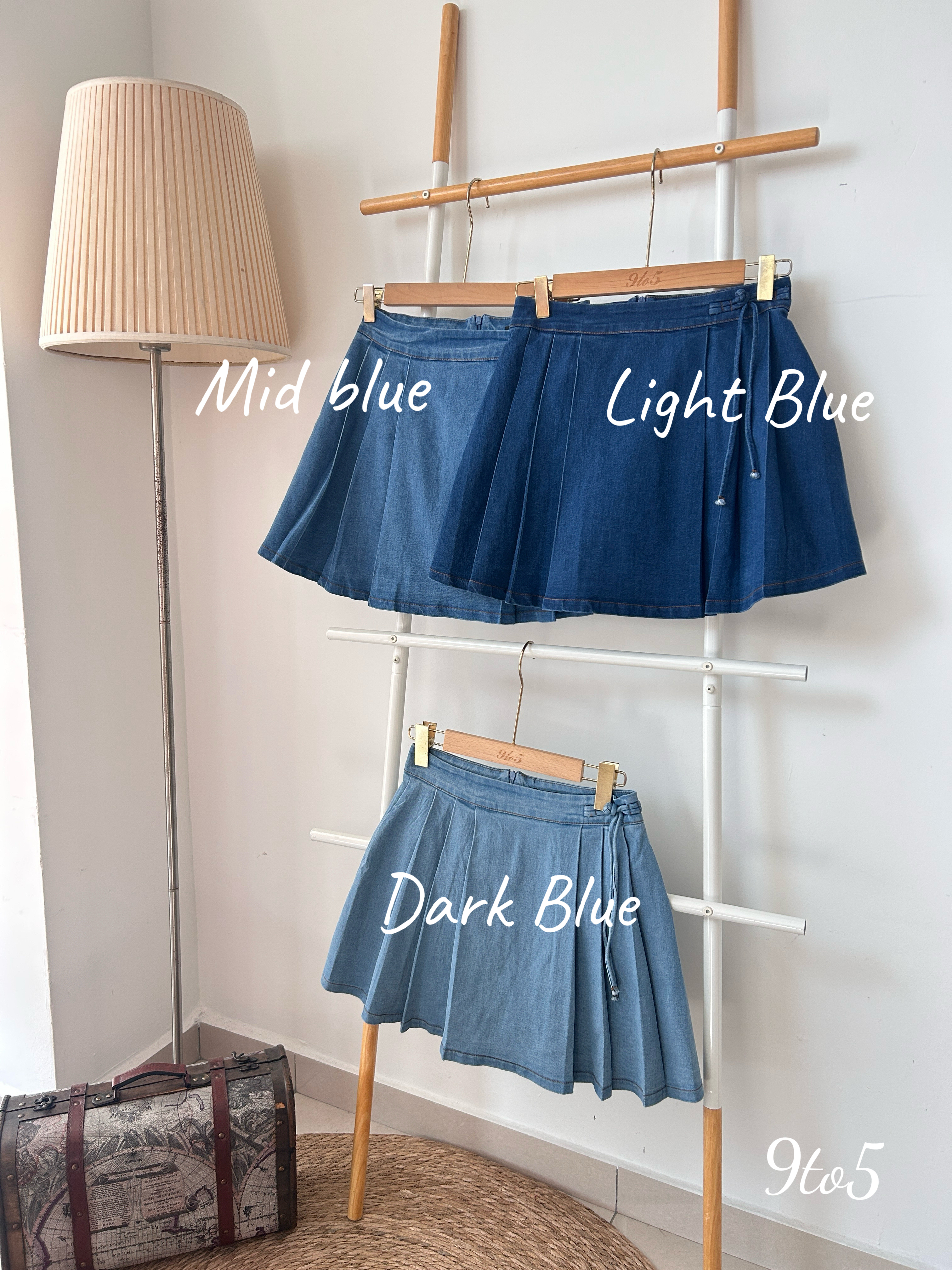 S1773 Denim Pleated Skirt - 3 Colors