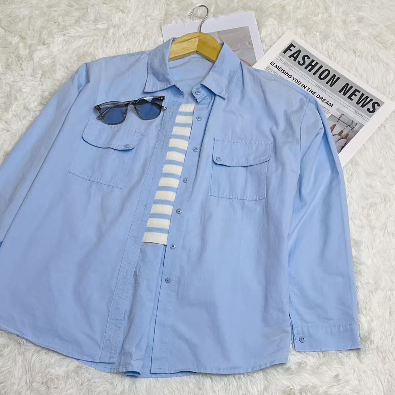 CC2001#82578 [Minimalist Pocket Shirt] Effortless Everyday Style