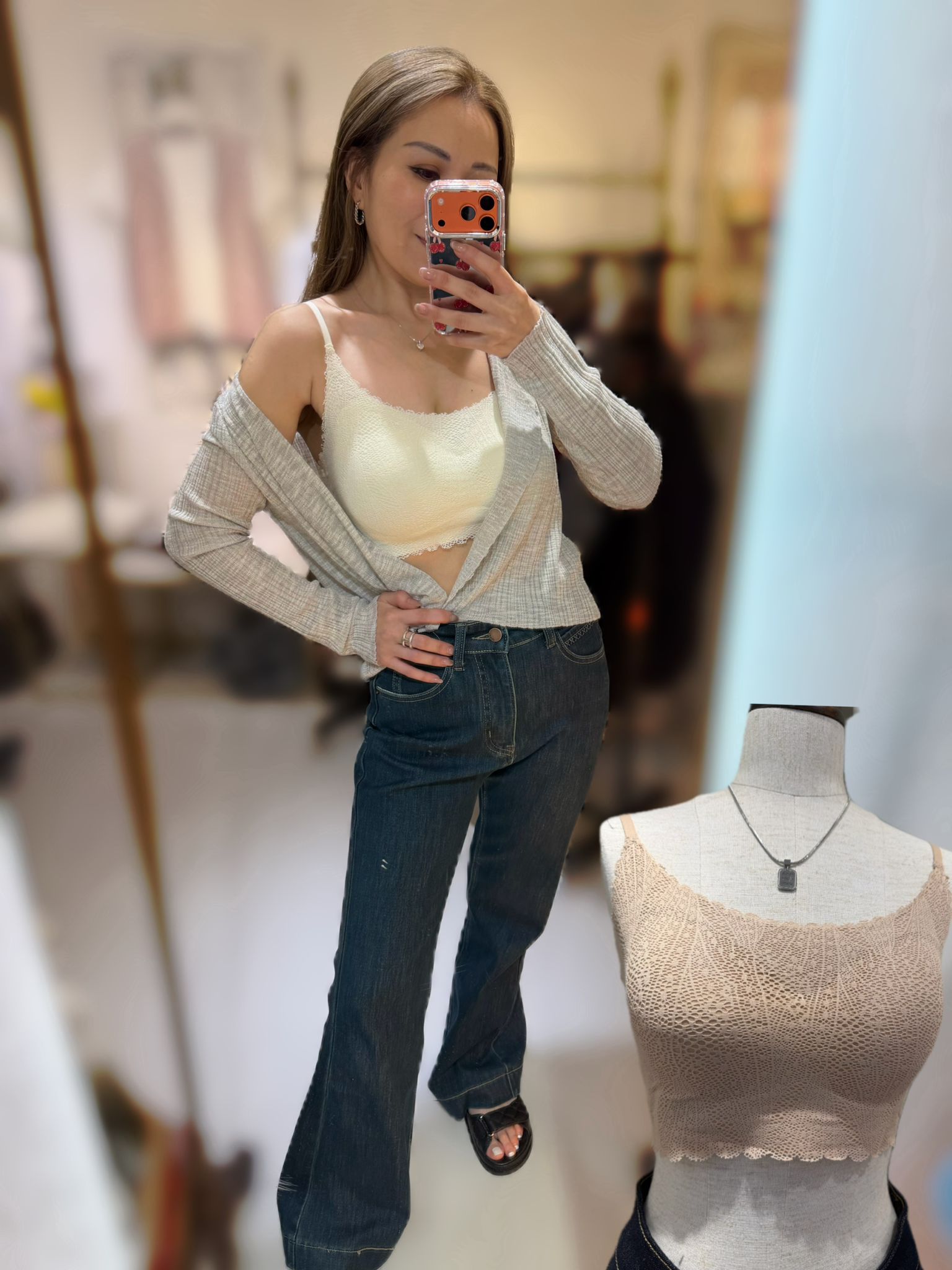 蕾絲邊飾吊帶背心bratop