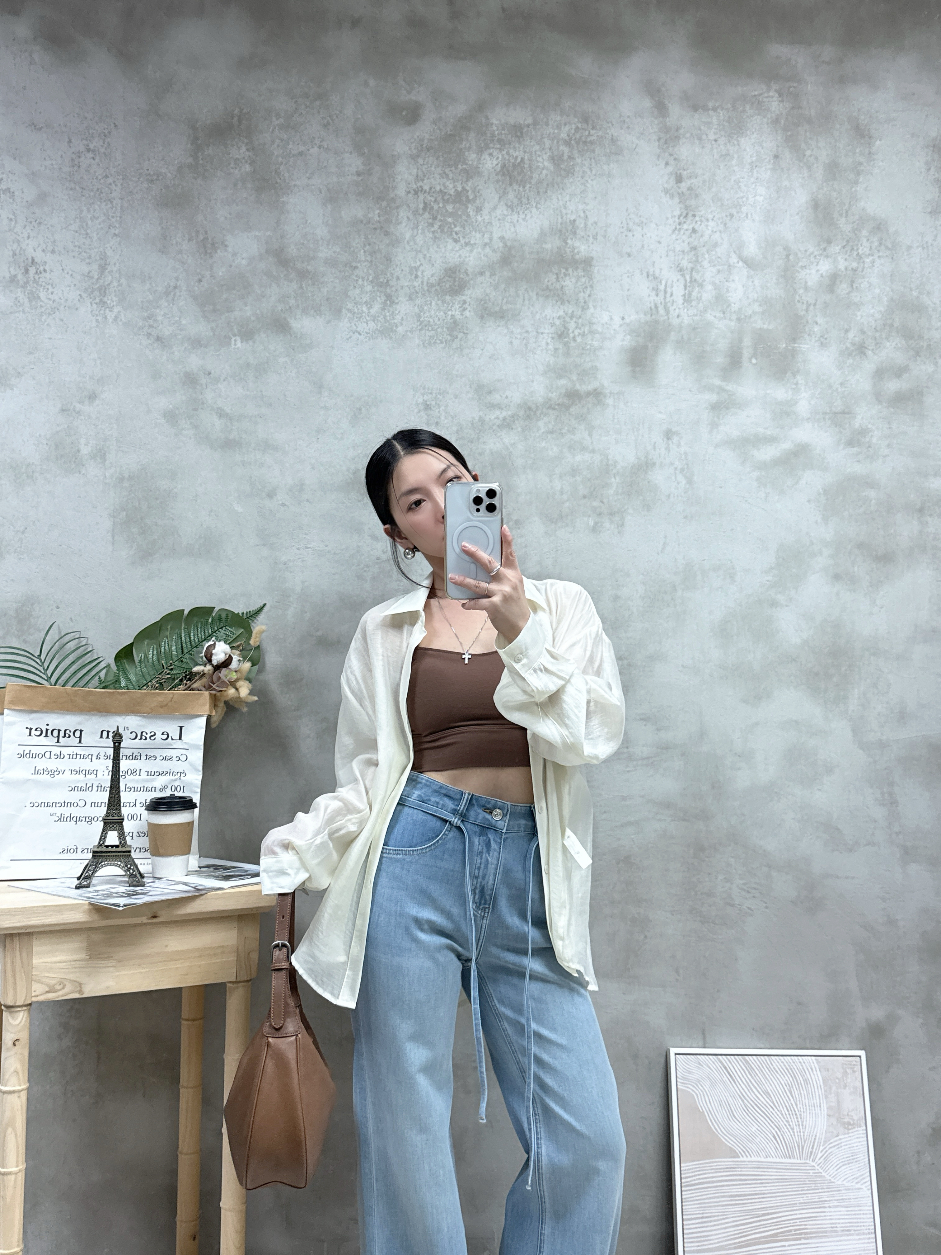 絲質側扣防曬恤衫