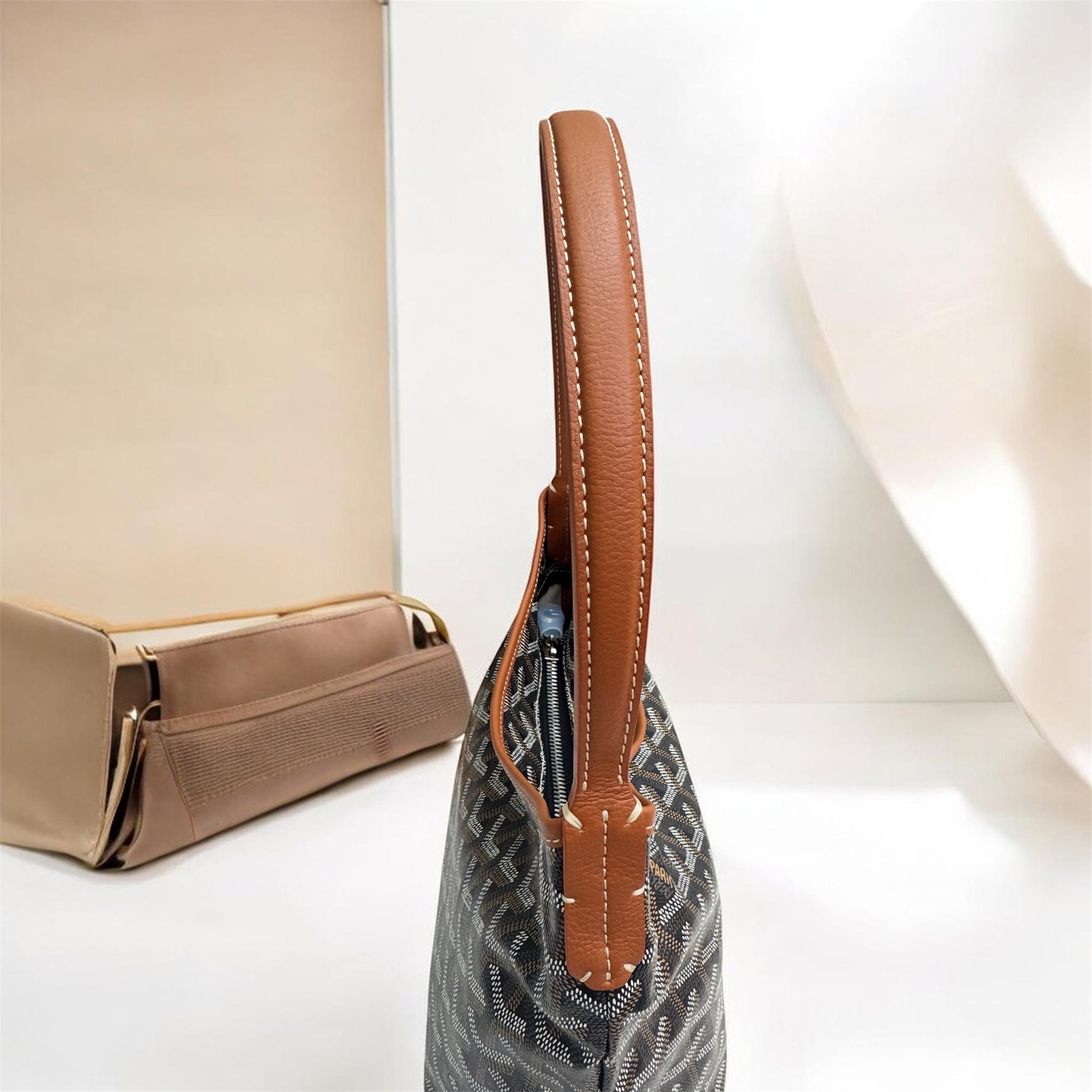 99% New-Goyard Mini Hobo Tan 100% Authentic 