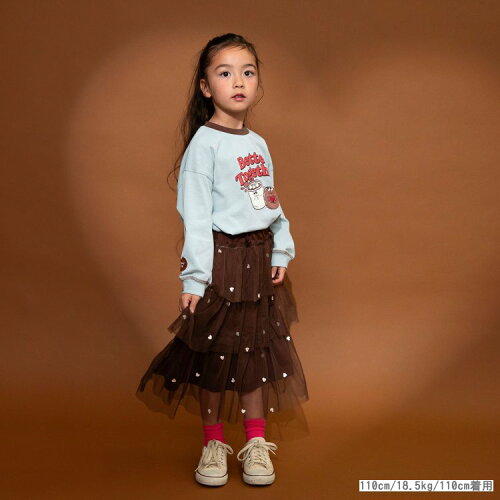 🆕【⭐訂購⭐】 🇯🇵日本直送 🌀愛心刺繡 薄紗層疊 及膝 #半截裙［2款選］🌀 [ELAA-0233][260226]